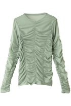 【メゾンスペシャル/MAISON SPECIAL】のシースルシャーリングトップ 人気、トレンドファッション・服の通販 founy(ファニー) ファッション Fashion レディースファッション Fashion for Women トップス・カットソー Cut & Sew Tops シャツ・ブラウス・オフィスカジュアル Elegant Blouses & Button-Ups ロングTシャツ・Tシャツ Longline T-Shirts & Tees カットソー・ベーシックTシャツ Cut-and-Sewn Tops / Stretch Tees & Basics コンパクト Compact, Small Size シャーリング Shirring, Ruched スリーブ Sleeve, Long Sleeve / Short Sleeve ビスチェ Bustier, Corset Top ファブリック Fabric, Textile ロング Long, Long-Length thumbnail M.GRN(ミントグリーン)|ID: prp329100004928038 ipo3291000000036979368
