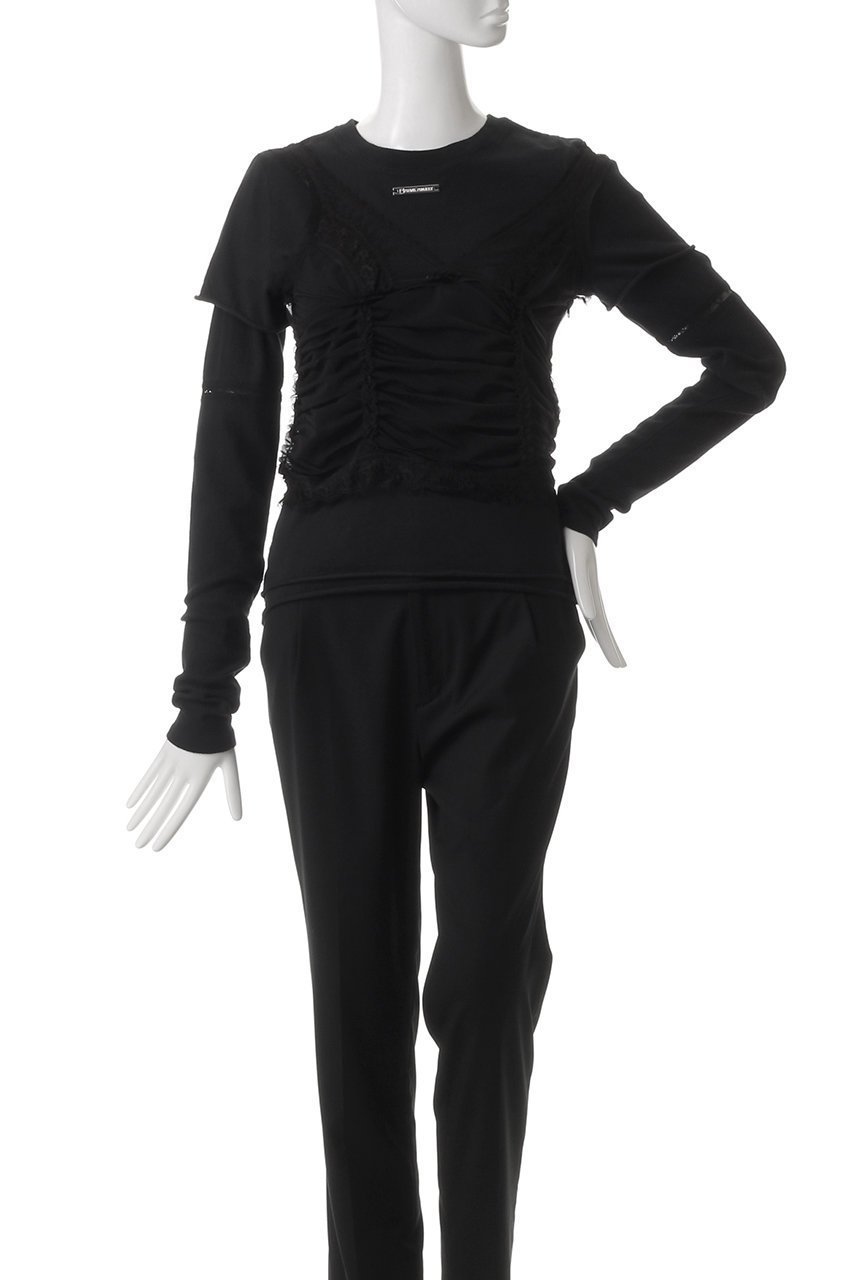 【プランク プロジェクト/PRANK PROJECT】のビスチェレイヤードレーストリムトップ / Bustier Layered Lace Trim Top 人気、トレンドファッション・服の通販 founy(ファニー) 　ファッション　Fashion　レディースファッション　Fashion for Women　トップス・カットソー　Cut & Sew Tops　キャミソール&ノースリーブ　Camisoles & Sleeveless Tops　シャツ・ブラウス・オフィスカジュアル　Elegant Blouses & Button-Ups　ロングTシャツ・Tシャツ　Longline T-Shirts & Tees　カットソー・ベーシックTシャツ　Cut-and-Sewn Tops / Stretch Tees & Basics　ビスチェ　Bustiers & Corset Tops / Layered Bustier Style　おすすめ　Recommended / Our Picks　エアリー　Airy Texture　カットソー　Cut and Sewn Top　キャミソール　Camisole, Spaghetti Strap Top　シアー　Sheer, See-Through　シフォン　Chiffon, Lightweight Fabric　タンク　Tank Top, Sleeveless Top　トリミング　Trimming, Decorative Edge　ドッキング　Docking, Mixed Material　バランス　Balance, Style Balance　パターン　Pattern, Design Print　マニッシュ　Mannish, Boyish　メッシュ　Mesh, Net Fabric　レース　Lace, Lace Fabric　長袖　Long Sleeve, Full Sleeve　other-2|ID: prp329100004928058 ipo3291000000036979522