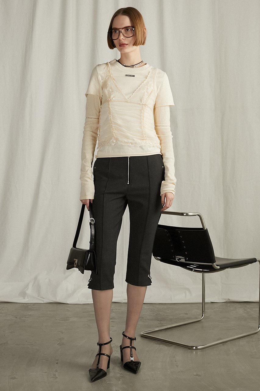 【プランク プロジェクト/PRANK PROJECT】のビスチェレイヤードレーストリムトップ / Bustier Layered Lace Trim Top 人気、トレンドファッション・服の通販 founy(ファニー) 　ファッション　Fashion　レディースファッション　Fashion for Women　トップス・カットソー　Cut & Sew Tops　キャミソール&ノースリーブ　Camisoles & Sleeveless Tops　シャツ・ブラウス・オフィスカジュアル　Elegant Blouses & Button-Ups　ロングTシャツ・Tシャツ　Longline T-Shirts & Tees　カットソー・ベーシックTシャツ　Cut-and-Sewn Tops / Stretch Tees & Basics　ビスチェ　Bustiers & Corset Tops / Layered Bustier Style　おすすめ　Recommended / Our Picks　エアリー　Airy Texture　カットソー　Cut and Sewn Top　キャミソール　Camisole, Spaghetti Strap Top　シアー　Sheer, See-Through　シフォン　Chiffon, Lightweight Fabric　タンク　Tank Top, Sleeveless Top　トリミング　Trimming, Decorative Edge　ドッキング　Docking, Mixed Material　バランス　Balance, Style Balance　パターン　Pattern, Design Print　マニッシュ　Mannish, Boyish　メッシュ　Mesh, Net Fabric　レース　Lace, Lace Fabric　長袖　Long Sleeve, Full Sleeve　other-8|ID: prp329100004928058 ipo3291000000036979535