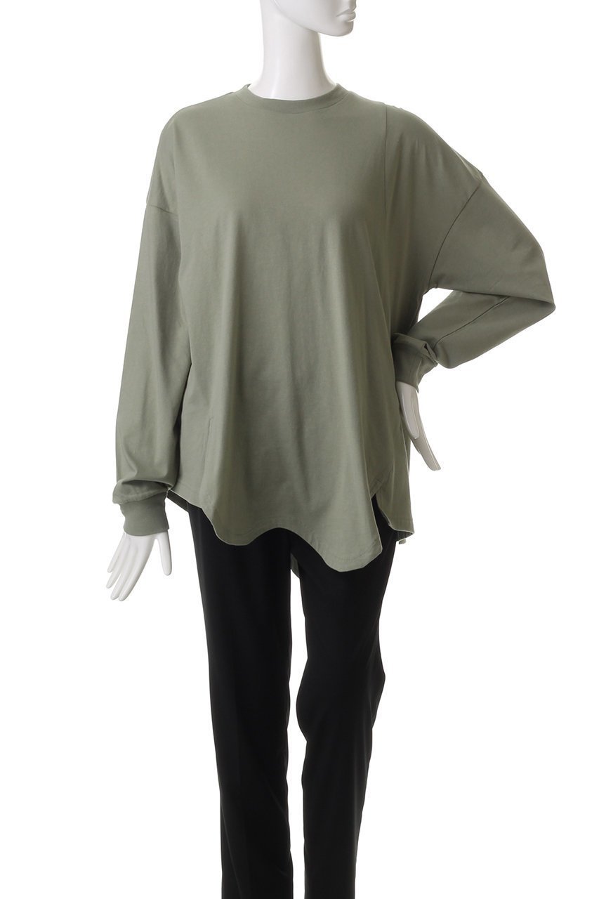 【ナゴンスタンス/nagonstans】のソフト天竺 CurveアシンメロンT 人気、トレンドファッション・服の通販 founy(ファニー) 　ファッション　Fashion　レディースファッション　Fashion for Women　トップス・カットソー　Cut & Sew Tops　シャツ・ブラウス・オフィスカジュアル　Elegant Blouses & Button-Ups　ロングTシャツ・Tシャツ　Longline T-Shirts & Tees　カットソー・ベーシックTシャツ　Cut-and-Sewn Tops / Stretch Tees & Basics　スリット　Slit, Slit Detail　スリーブ　Sleeve, Long Sleeve / Short Sleeve　ロング　Long, Long-Length　other-2|ID: prp329100004928061 ipo3291000000036979549