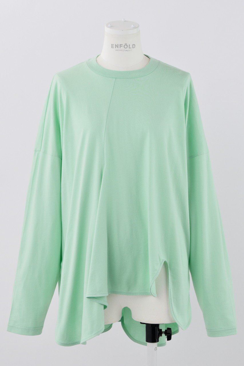 【エンフォルド/ENFOLD】のスビン天竺 アシンメドレープロンT インテリア・キッズ・メンズ・レディースファッション・服の通販 founy(ファニー) 　ファッション　Fashion　レディースファッション　Fashion for Women　トップス・カットソー　Cut & Sew Tops　シャツ・ブラウス・オフィスカジュアル　Elegant Blouses & Button-Ups　ロングTシャツ・Tシャツ　Longline T-Shirts & Tees　カットソー・ベーシックTシャツ　Cut-and-Sewn Tops / Stretch Tees & Basics　アシンメトリー　Asymmetrical Style　スリーブ　Sleeve, Long Sleeve / Short Sleeve　リラックス　Relax, Relaxed Fit　ロング　Long, Long-Length　ワイド　Wide, Wide Fit　ミント|ID: prp329100004928083 ipo3291000000036979721