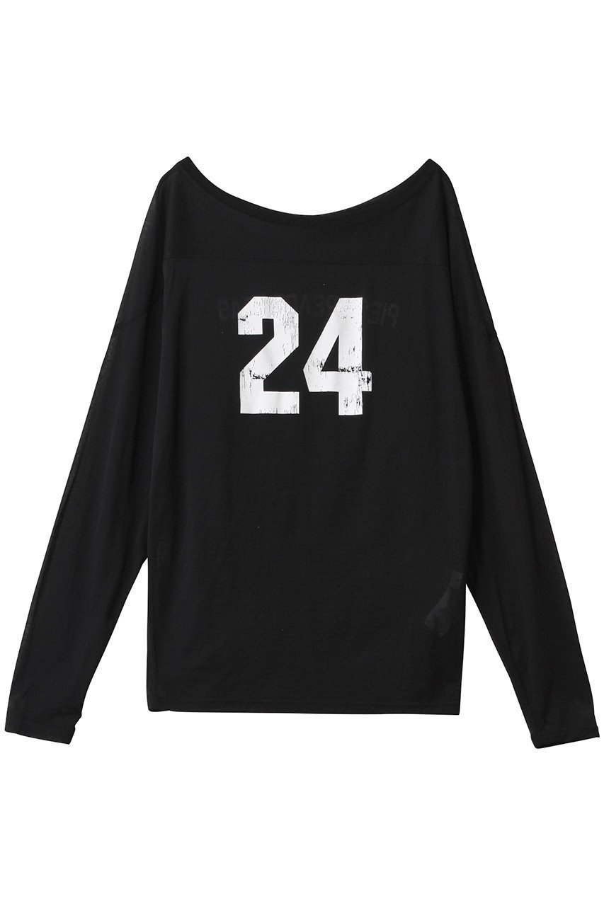 【ガリャルダガランテ/GALLARDAGALANTE】の【PEAS】シアーフットボールTシャツ インテリア・キッズ・メンズ・レディースファッション・服の通販 founy(ファニー) 　ファッション　Fashion　レディースファッション　Fashion for Women　トップス・カットソー　Cut & Sew Tops　シャツ・ブラウス・オフィスカジュアル　Elegant Blouses & Button-Ups　ロングTシャツ・Tシャツ　Longline T-Shirts & Tees　カットソー・ベーシックTシャツ　Cut-and-Sewn Tops / Stretch Tees & Basics　おすすめ　Recommended / Our Picks　インナー　Innerwear　シアー　Sheer, See-Through　スリーブ　Sleeve, Long Sleeve / Short Sleeve　スーツ　Suit, Formalwear　プリント　Print, Printed Pattern　ロング　Long, Long-Length　ワンショル　One Shoulder, Asymmetrical　ブラック|ID: prp329100004928096 ipo3291000000036979812