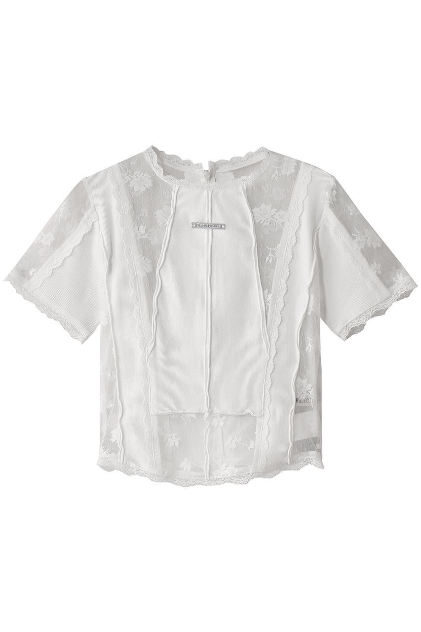 【プランク プロジェクト/PRANK PROJECT】のレース&リブトップ / Lace & Rib Top インテリア・キッズ・メンズ・レディースファッション・服の通販 founy(ファニー) 　ファッション　Fashion　レディースファッション　Fashion for Women　トップス・カットソー　Cut & Sew Tops　シャツ・ブラウス・オフィスカジュアル　Elegant Blouses & Button-Ups　ロングTシャツ・Tシャツ　Longline T-Shirts & Tees　カットソー・ベーシックTシャツ　Cut-and-Sewn Tops / Stretch Tees & Basics　インナー　Innerwear　コンパクト　Compact, Small Size　ショート　Short, Short Length　ストレッチ　Stretch, Stretchy Fabric　スリーブ　Sleeve, Long Sleeve / Short Sleeve　トリミング　Trimming, Decorative Edge　ドッキング　Docking, Mixed Material　レース　Lace, Lace Fabric　切替　Switching, Contrast Panel　WHT(ホワイト)|ID: prp329100004928123 ipo3291000000036980108
