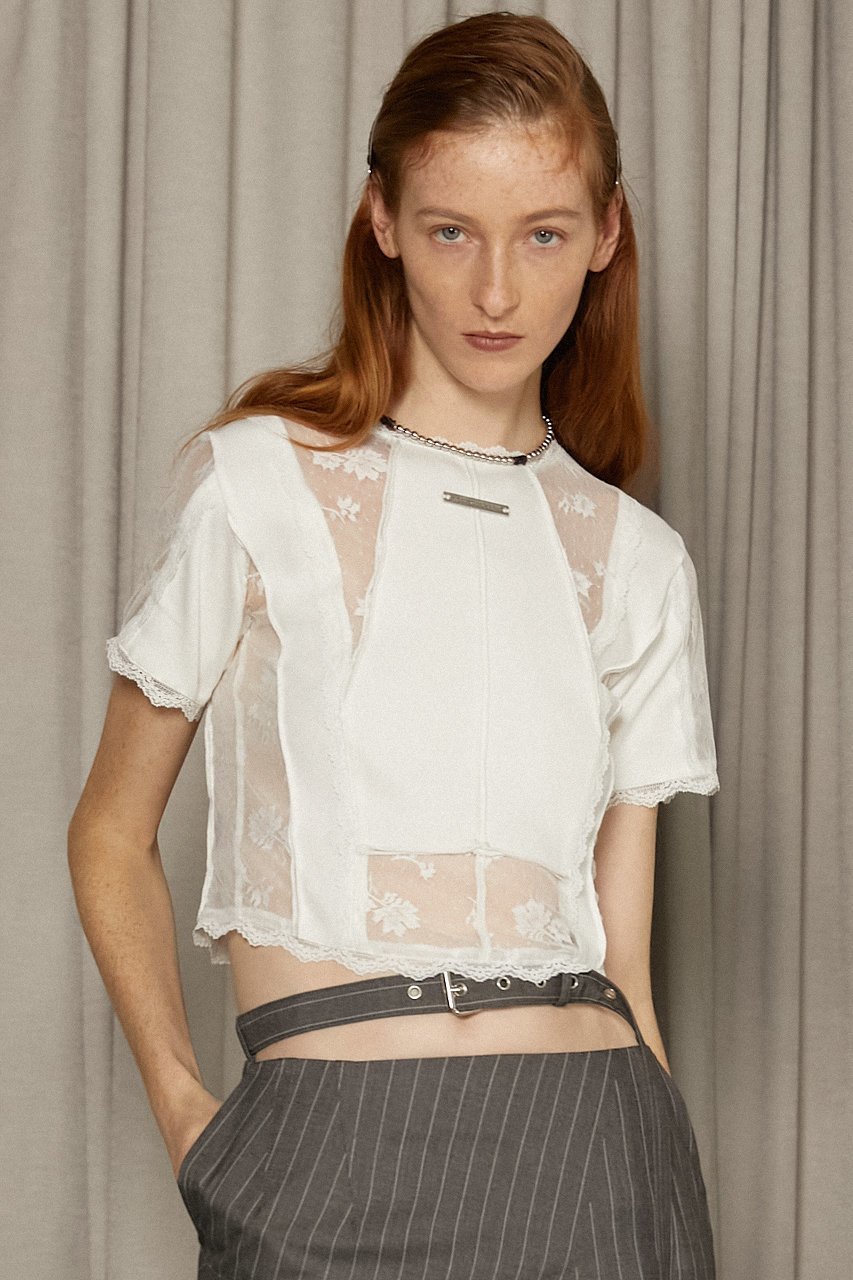 【プランク プロジェクト/PRANK PROJECT】のレース&リブトップ / Lace & Rib Top 人気、トレンドファッション・服の通販 founy(ファニー) 　ファッション　Fashion　レディースファッション　Fashion for Women　トップス・カットソー　Cut & Sew Tops　シャツ・ブラウス・オフィスカジュアル　Elegant Blouses & Button-Ups　ロングTシャツ・Tシャツ　Longline T-Shirts & Tees　カットソー・ベーシックTシャツ　Cut-and-Sewn Tops / Stretch Tees & Basics　インナー　Innerwear　コンパクト　Compact, Small Size　ショート　Short, Short Length　ストレッチ　Stretch, Stretchy Fabric　スリーブ　Sleeve, Long Sleeve / Short Sleeve　トリミング　Trimming, Decorative Edge　ドッキング　Docking, Mixed Material　レース　Lace, Lace Fabric　切替　Switching, Contrast Panel　other-6|ID: prp329100004928123 ipo3291000000036980117