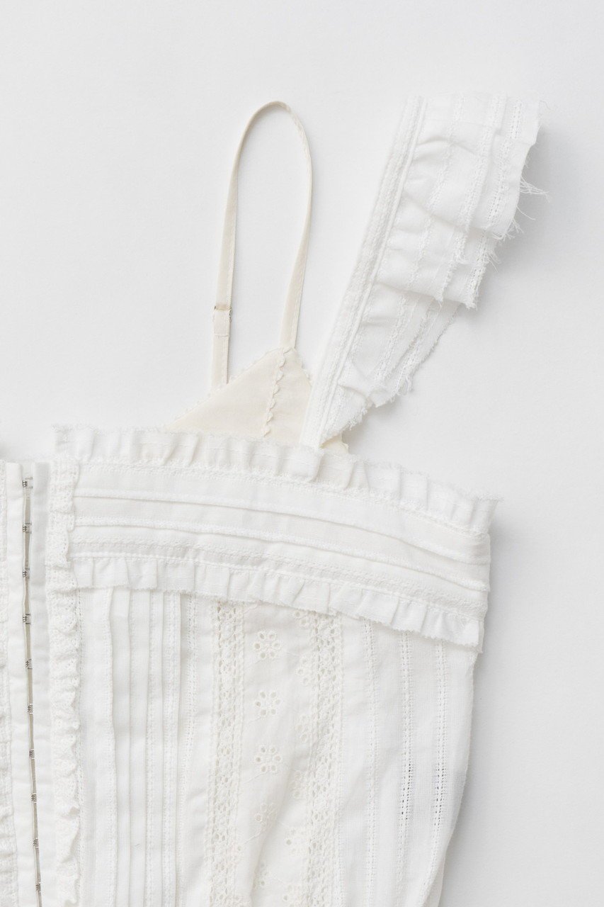 【プランク プロジェクト/PRANK PROJECT】のコットンレースビスチェ / Cotton Lace Bustier 人気、トレンドファッション・服の通販 founy(ファニー) 　ファッション　Fashion　レディースファッション　Fashion for Women　トップス・カットソー　Cut & Sew Tops　キャミソール&ノースリーブ　Camisoles & Sleeveless Tops　シャツ・ブラウス・オフィスカジュアル　Elegant Blouses & Button-Ups　ロングTシャツ・Tシャツ　Longline T-Shirts & Tees　カットソー・ベーシックTシャツ　Cut-and-Sewn Tops / Stretch Tees & Basics　ビスチェ　Bustiers & Corset Tops / Layered Bustier Style　カーゴパンツ　Cargo Pants, Utility Pants　キャミソール　Camisole, Spaghetti Strap Top　セットアップ　Set-Up, Coordinated Outfit　タンク　Tank Top, Sleeveless Top　デニム　Denim, Jeans Material　ビスチェ　Bustier, Corset Top　フロント　Front, Front Design　ボトム　Bottoms, Lower Wear　モダン　Modern, Contemporary　レース　Lace, Lace Fabric　今季　This Season, Current Season　other-2|ID: prp329100004928127 ipo3291000000036980131