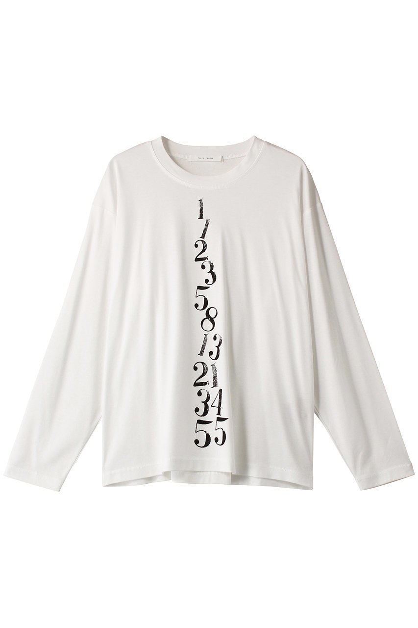 【プレインピープル/PLAIN PEOPLE】のスーピマバイオスムース数列プリントTシャツ インテリア・キッズ・メンズ・レディースファッション・服の通販 founy(ファニー) 　ファッション　Fashion　レディースファッション　Fashion for Women　トップス・カットソー　Cut & Sew Tops　シャツ・ブラウス・オフィスカジュアル　Elegant Blouses & Button-Ups　ロングTシャツ・Tシャツ　Longline T-Shirts & Tees　カットソー・ベーシックTシャツ　Cut-and-Sewn Tops / Stretch Tees & Basics　2024年　2024　2024-2025秋冬・A/W　Autumn/Winter 2024–25 AW24–25　イタリア　Italy　スリーブ　Sleeve, Long Sleeve / Short Sleeve　プリント　Print, Printed Pattern　ロング　Long, Long-Length　長袖　Long Sleeve, Full Sleeve　ホワイト|ID: prp329100004928314 ipo3291000000036981988