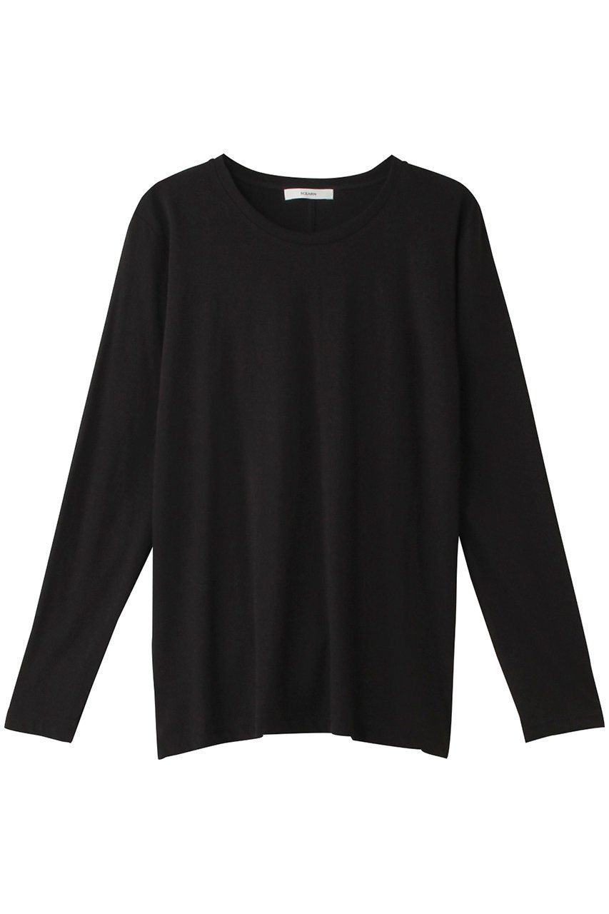 【セアン/SCEARN】のCOTTON JERSEY Long Sleeve T-Shirt/Tシャツ インテリア・キッズ・メンズ・レディースファッション・服の通販 founy(ファニー) 　ファッション　Fashion　レディースファッション　Fashion for Women　トップス・カットソー　Cut & Sew Tops　シャツ・ブラウス・オフィスカジュアル　Elegant Blouses & Button-Ups　ロングTシャツ・Tシャツ　Longline T-Shirts & Tees　カットソー・ベーシックTシャツ　Cut-and-Sewn Tops / Stretch Tees & Basics　スリーブ　Sleeve, Long Sleeve / Short Sleeve　ロング　Long, Long-Length　定番　Standard, Basic Item　Black|ID: prp329100004928341 ipo3291000000036982208