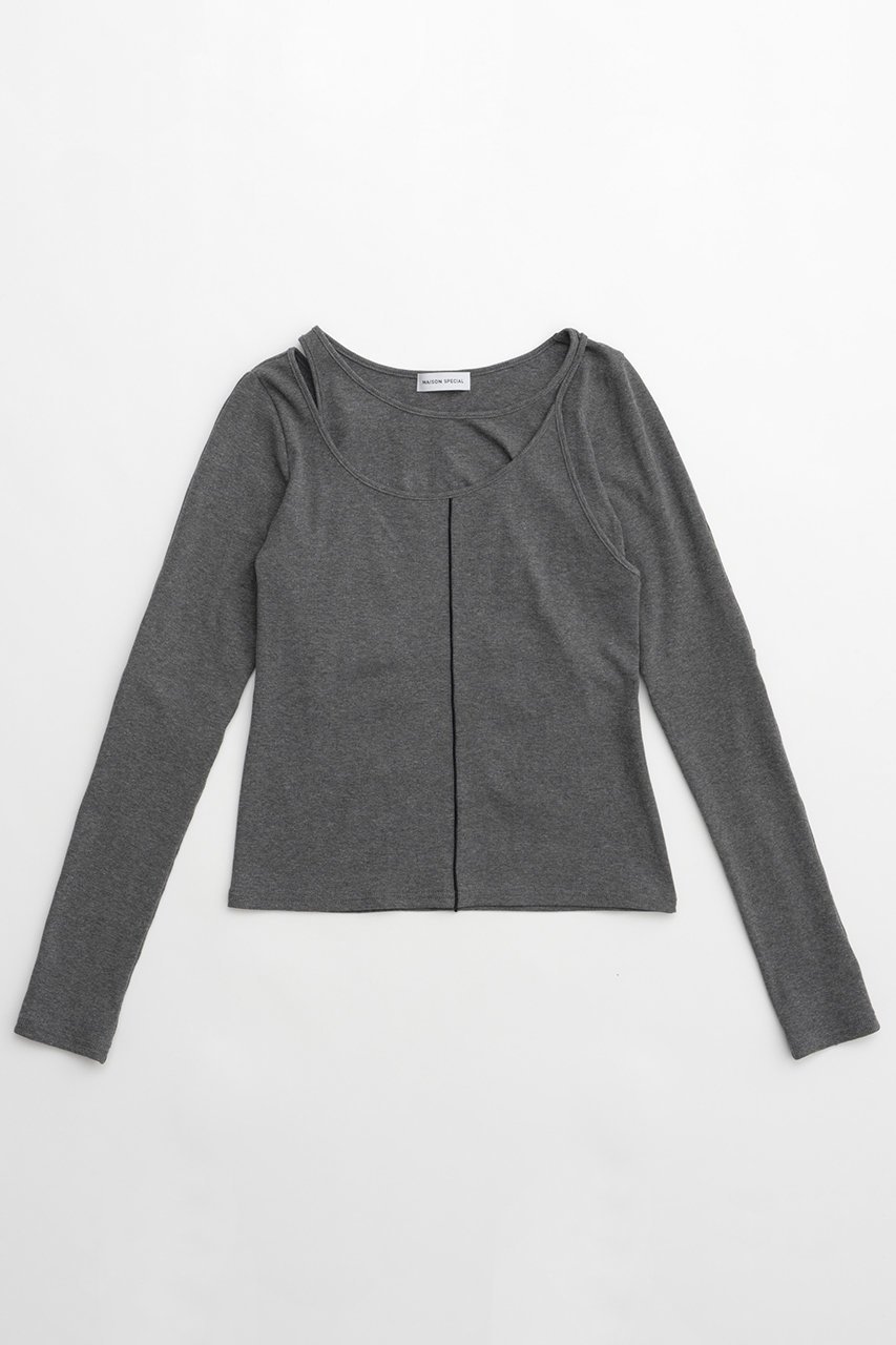 【メゾンスペシャル/MAISON SPECIAL】のRandom Cut Tops/ランダムカットトップス インテリア・キッズ・メンズ・レディースファッション・服の通販 founy(ファニー) 　ファッション　Fashion　レディースファッション　Fashion for Women　トップス・カットソー　Cut & Sew Tops　シャツ・ブラウス・オフィスカジュアル　Elegant Blouses & Button-Ups　ロングTシャツ・Tシャツ　Longline T-Shirts & Tees　カットソー・ベーシックTシャツ　Cut-and-Sewn Tops / Stretch Tees & Basics　カットソー　Cut and Sewn Top　スリーブ　Sleeve, Long Sleeve / Short Sleeve　ドッキング　Docking, Mixed Material　ロング　Long, Long-Length　GRY(グレー)|ID: prp329100004928343 ipo3291000000036982226
