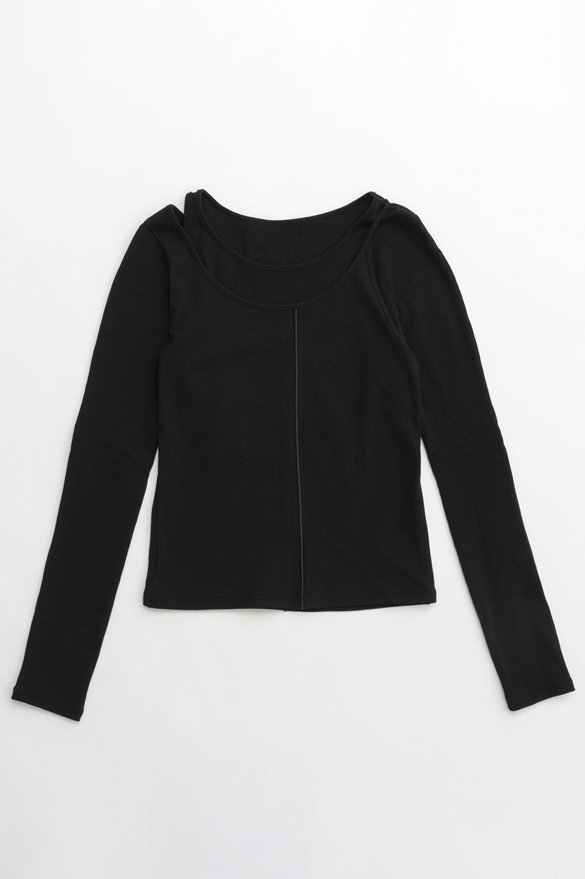 【メゾンスペシャル/MAISON SPECIAL】のRandom Cut Tops/ランダムカットトップス インテリア・キッズ・メンズ・レディースファッション・服の通販 founy(ファニー) 　ファッション　Fashion　レディースファッション　Fashion for Women　トップス・カットソー　Cut & Sew Tops　シャツ・ブラウス・オフィスカジュアル　Elegant Blouses & Button-Ups　ロングTシャツ・Tシャツ　Longline T-Shirts & Tees　カットソー・ベーシックTシャツ　Cut-and-Sewn Tops / Stretch Tees & Basics　カットソー　Cut and Sewn Top　スリーブ　Sleeve, Long Sleeve / Short Sleeve　ドッキング　Docking, Mixed Material　ロング　Long, Long-Length　BLK(ブラック)|ID: prp329100004928343 ipo3291000000036982228
