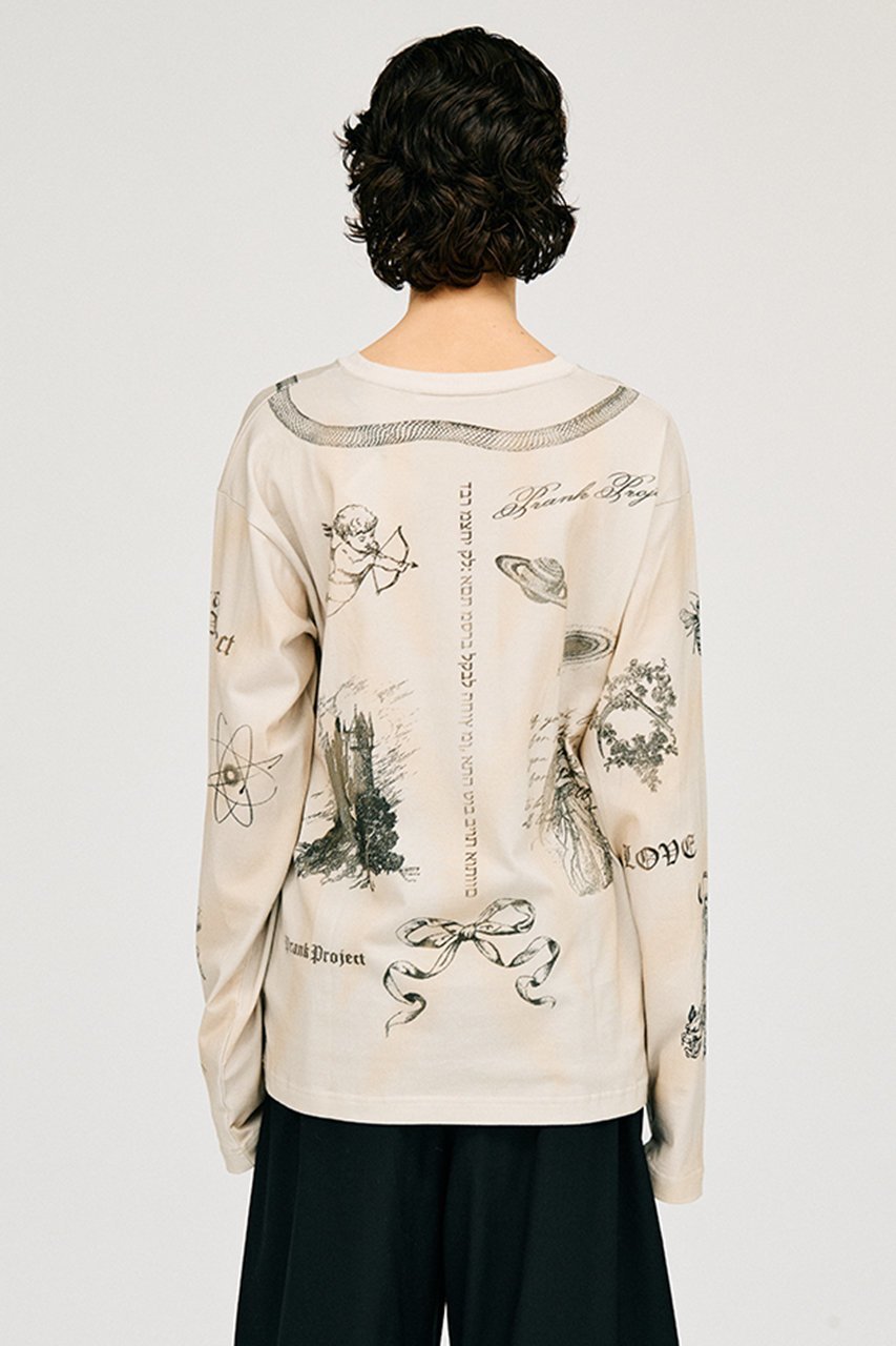 【プランク プロジェクト/PRANK PROJECT】のTATOOプリントロングスリーブTEE / Tattoo Printed Long Sleeve TEE 人気、トレンドファッション・服の通販 founy(ファニー) 　ファッション　Fashion　レディースファッション　Fashion for Women　トップス・カットソー　Cut & Sew Tops　シャツ・ブラウス・オフィスカジュアル　Elegant Blouses & Button-Ups　ロングTシャツ・Tシャツ　Longline T-Shirts & Tees　カットソー・ベーシックTシャツ　Cut-and-Sewn Tops / Stretch Tees & Basics　カットソー　Cut and Sewn Top　スリーブ　Sleeve, Long Sleeve / Short Sleeve　プリント　Print, Printed Pattern　モチーフ　Motif, Design Theme　ロング　Long, Long-Length　ヴィンテージ　Vintage Style　other-6|ID: prp329100004928375 ipo3291000000036982518