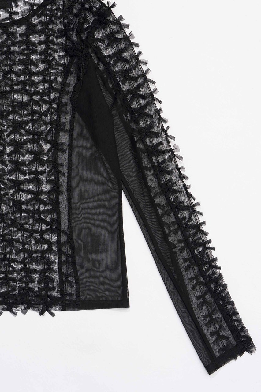 【メゾンスペシャル/MAISON SPECIAL】のRibbon Tulle Sheer Tops/リボンチュールシアートップス 人気、トレンドファッション・服の通販 founy(ファニー) 　ファッション　Fashion　レディースファッション　Fashion for Women　トップス・カットソー　Cut & Sew Tops　シャツ・ブラウス・オフィスカジュアル　Elegant Blouses & Button-Ups　ロングTシャツ・Tシャツ　Longline T-Shirts & Tees　カットソー・ベーシックTシャツ　Cut-and-Sewn Tops / Stretch Tees & Basics　インナー　Innerwear　コンパクト　Compact, Small Size　スリーブ　Sleeve, Long Sleeve / Short Sleeve　チュール　Tulip, Tulip Motif　デニム　Denim, Jeans Material　ドッキング　Docking, Mixed Material　ロング　Long, Long-Length　無地　Plain, Solid Color　other-5|ID: prp329100004928431 ipo3291000000036982956