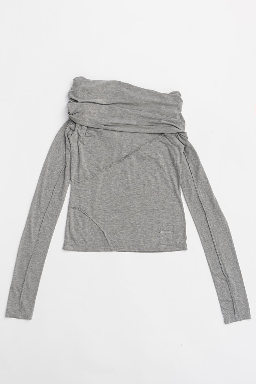 【プランク プロジェクト/PRANK PROJECT】のアウトシームドレープトップ / Out Seam Drape Top インテリア・キッズ・メンズ・レディースファッション・服の通販 founy(ファニー) 　ファッション　Fashion　レディースファッション　Fashion for Women　トップス・カットソー　Cut & Sew Tops　シャツ・ブラウス・オフィスカジュアル　Elegant Blouses & Button-Ups　ロングTシャツ・Tシャツ　Longline T-Shirts & Tees　カットソー・ベーシックTシャツ　Cut-and-Sewn Tops / Stretch Tees & Basics　おすすめ　Recommended / Our Picks　とろみ　Fluid, Flowy Fabric　なめらか　Smooth, Silky Texture　カットソー　Cut and Sewn Top　スラックス　Slacks, Dress Pants　スリーブ　Sleeve, Long Sleeve / Short Sleeve　セットアップ　Set-Up, Coordinated Outfit　ルーズ　Loose, Oversized　ロング　Long, Long-Length　GRY(グレー)|ID: prp329100004928489 ipo3291000000036983387