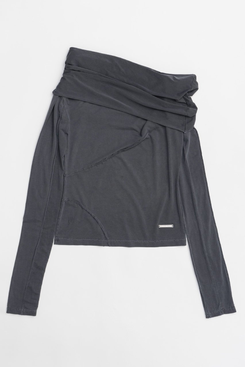 【プランク プロジェクト/PRANK PROJECT】のアウトシームドレープトップ / Out Seam Drape Top インテリア・キッズ・メンズ・レディースファッション・服の通販 founy(ファニー) 　ファッション　Fashion　レディースファッション　Fashion for Women　トップス・カットソー　Cut & Sew Tops　シャツ・ブラウス・オフィスカジュアル　Elegant Blouses & Button-Ups　ロングTシャツ・Tシャツ　Longline T-Shirts & Tees　カットソー・ベーシックTシャツ　Cut-and-Sewn Tops / Stretch Tees & Basics　おすすめ　Recommended / Our Picks　とろみ　Fluid, Flowy Fabric　なめらか　Smooth, Silky Texture　カットソー　Cut and Sewn Top　スラックス　Slacks, Dress Pants　スリーブ　Sleeve, Long Sleeve / Short Sleeve　セットアップ　Set-Up, Coordinated Outfit　ルーズ　Loose, Oversized　ロング　Long, Long-Length　C.GRY(チャコールグレー)|ID: prp329100004928489 ipo3291000000036983389