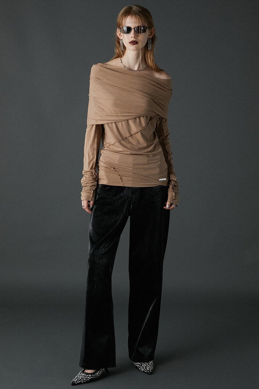 【プランク プロジェクト/PRANK PROJECT】のアウトシームドレープトップ / Out Seam Drape Top 人気、トレンドファッション・服の通販 founy(ファニー) 　ファッション　Fashion　レディースファッション　Fashion for Women　トップス・カットソー　Cut & Sew Tops　シャツ・ブラウス・オフィスカジュアル　Elegant Blouses & Button-Ups　ロングTシャツ・Tシャツ　Longline T-Shirts & Tees　カットソー・ベーシックTシャツ　Cut-and-Sewn Tops / Stretch Tees & Basics　おすすめ　Recommended / Our Picks　とろみ　Fluid, Flowy Fabric　なめらか　Smooth, Silky Texture　カットソー　Cut and Sewn Top　スラックス　Slacks, Dress Pants　スリーブ　Sleeve, Long Sleeve / Short Sleeve　セットアップ　Set-Up, Coordinated Outfit　ルーズ　Loose, Oversized　ロング　Long, Long-Length　other-3|ID: prp329100004928489 ipo3291000000036983395