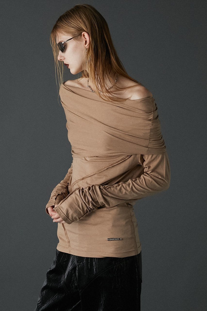 【プランク プロジェクト/PRANK PROJECT】のアウトシームドレープトップ / Out Seam Drape Top 人気、トレンドファッション・服の通販 founy(ファニー) 　ファッション　Fashion　レディースファッション　Fashion for Women　トップス・カットソー　Cut & Sew Tops　シャツ・ブラウス・オフィスカジュアル　Elegant Blouses & Button-Ups　ロングTシャツ・Tシャツ　Longline T-Shirts & Tees　カットソー・ベーシックTシャツ　Cut-and-Sewn Tops / Stretch Tees & Basics　おすすめ　Recommended / Our Picks　とろみ　Fluid, Flowy Fabric　なめらか　Smooth, Silky Texture　カットソー　Cut and Sewn Top　スラックス　Slacks, Dress Pants　スリーブ　Sleeve, Long Sleeve / Short Sleeve　セットアップ　Set-Up, Coordinated Outfit　ルーズ　Loose, Oversized　ロング　Long, Long-Length　other-5|ID: prp329100004928489 ipo3291000000036983399