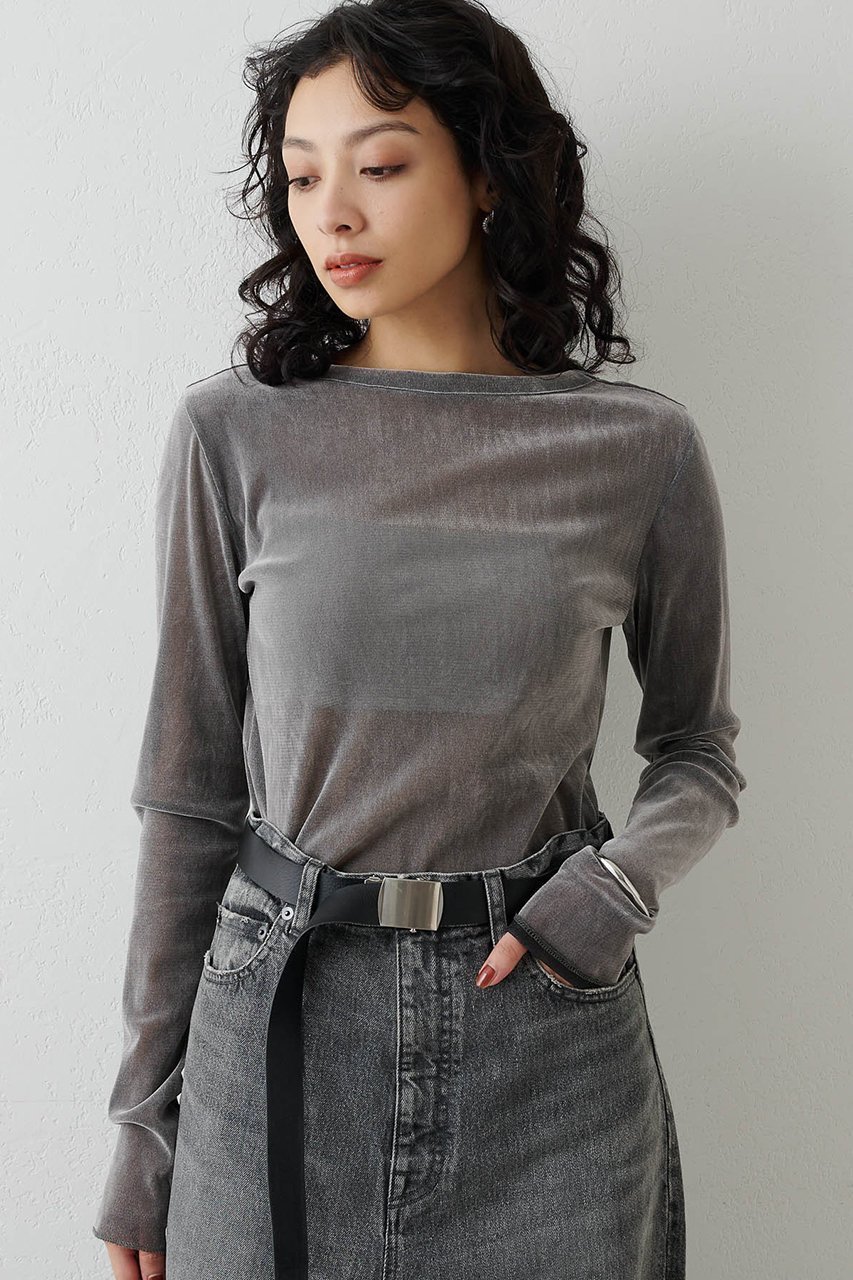 【ウィムガゼット/Whim Gazette】のフロッキーバックシャンカットソー 人気、トレンドファッション・服の通販 founy(ファニー) 　ファッション　Fashion　レディースファッション　Fashion for Women　トップス・カットソー　Cut & Sew Tops　シャツ・ブラウス・オフィスカジュアル　Elegant Blouses & Button-Ups　ロングTシャツ・Tシャツ　Longline T-Shirts & Tees　カットソー・ベーシックTシャツ　Cut-and-Sewn Tops / Stretch Tees & Basics　インナー　Innerwear　カッティング　Cutting Detail　ジャケット　Jacket, Outerwear　スリーブ　Sleeve, Long Sleeve / Short Sleeve　チュール　Tulip, Tulip Motif　人気　Popular, Best Seller　フェミニン　Feminine, Girly　プリント　Print, Printed Pattern　ロング　Long, Long-Length　エレガント 上品　Elegant　 other-1|ID: prp329100004928529 ipo3291000000036983731