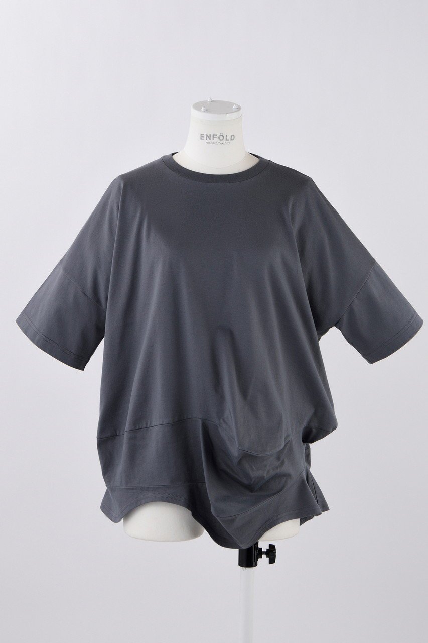 【エンフォルド/ENFOLD】のスビン天竺 カーブレイヤーヘムT/SH Tシャツ インテリア・キッズ・メンズ・レディースファッション・服の通販 founy(ファニー) 　ファッション　Fashion　レディースファッション　Fashion for Women　トップス・カットソー　Cut & Sew Tops　シャツ・ブラウス・オフィスカジュアル　Elegant Blouses & Button-Ups　ロングTシャツ・Tシャツ　Longline T-Shirts & Tees　カットソー・ベーシックTシャツ　Cut-and-Sewn Tops / Stretch Tees & Basics　ショート　Short, Short Length　スリーブ　Sleeve, Long Sleeve / Short Sleeve　ベスト　Vest, Waistcoat　グレー|ID: prp329100004928535 ipo3291000000036983784