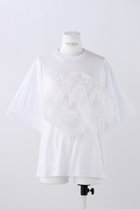 【エンフォルド/ENFOLD】のRoyal Organic オーガンジー T/SH Tシャツ 人気、トレンドファッション・服の通販 founy(ファニー) ファッション Fashion レディースファッション Fashion for Women トップス・カットソー Cut & Sew Tops シャツ・ブラウス・オフィスカジュアル Elegant Blouses & Button-Ups ロングTシャツ・Tシャツ Longline T-Shirts & Tees カットソー・ベーシックTシャツ Cut-and-Sewn Tops / Stretch Tees & Basics オーガンジー Organza Fabric ギャザー Gathered, Ruffled ショート Short, Short Length スリーブ Sleeve, Long Sleeve / Short Sleeve ティアード Tiered, Tiered Style モチーフ Motif, Design Theme thumbnail ホワイト|ID: prp329100004928563 ipo3291000000036984071