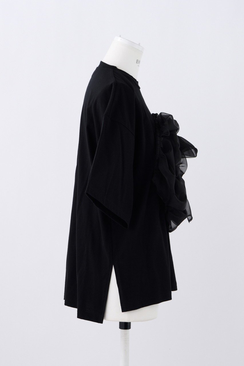 【エンフォルド/ENFOLD】のRoyal Organic オーガンジー T/SH Tシャツ 人気、トレンドファッション・服の通販 founy(ファニー) 　ファッション　Fashion　レディースファッション　Fashion for Women　トップス・カットソー　Cut & Sew Tops　シャツ・ブラウス・オフィスカジュアル　Elegant Blouses & Button-Ups　ロングTシャツ・Tシャツ　Longline T-Shirts & Tees　カットソー・ベーシックTシャツ　Cut-and-Sewn Tops / Stretch Tees & Basics　オーガンジー　Organza Fabric　ギャザー　Gathered, Ruffled　ショート　Short, Short Length　スリーブ　Sleeve, Long Sleeve / Short Sleeve　ティアード　Tiered, Tiered Style　モチーフ　Motif, Design Theme　other-4|ID: prp329100004928563 ipo3291000000036984079