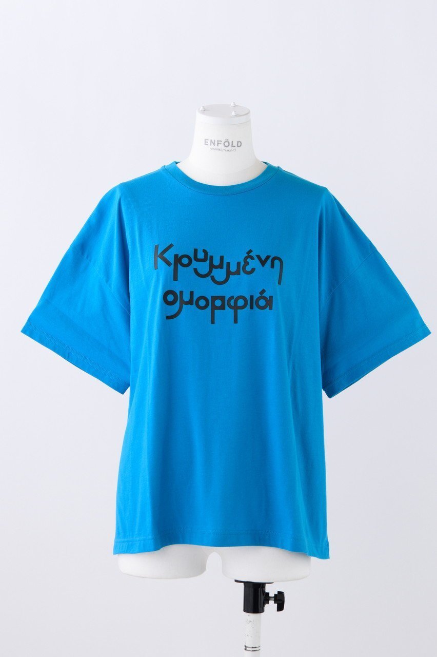 【エンフォルド/ENFOLD】のHidden Beauty T/SH Tシャツ インテリア・キッズ・メンズ・レディースファッション・服の通販 founy(ファニー) 　ファッション　Fashion　レディースファッション　Fashion for Women　トップス・カットソー　Cut & Sew Tops　シャツ・ブラウス・オフィスカジュアル　Elegant Blouses & Button-Ups　ロングTシャツ・Tシャツ　Longline T-Shirts & Tees　カットソー・ベーシックTシャツ　Cut-and-Sewn Tops / Stretch Tees & Basics　エレガント 上品　Elegant　ショート　Short, Short Length　シンプル　Simple, Minimal　スリット　Slit, Slit Detail　スリーブ　Sleeve, Long Sleeve / Short Sleeve　タフタ　Taffeta, Structured Fabric　プリント　Print, Printed Pattern　ブルー|ID: prp329100004928567 ipo3291000000036984117