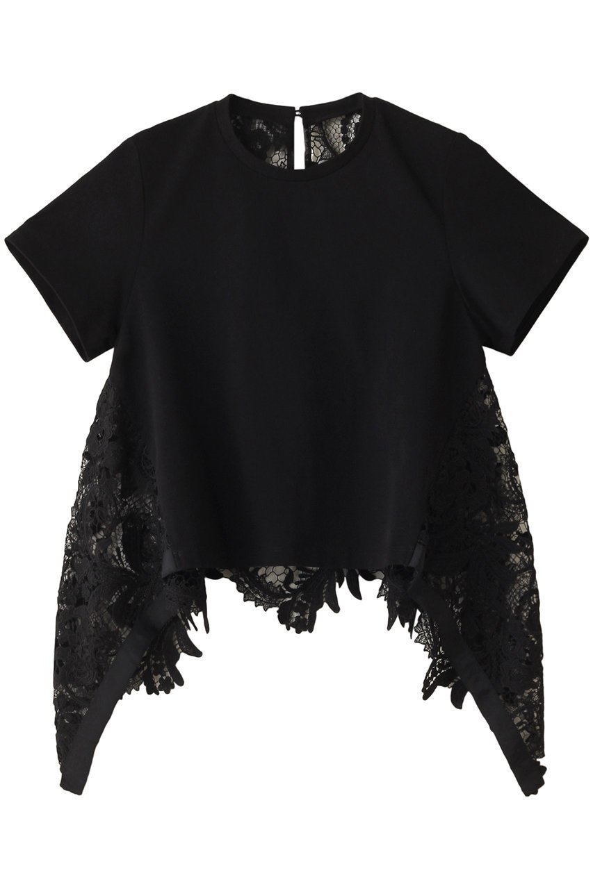 【アルアバイル/allureville】の【Loulou Willoughby】レースドッキングプルオーバー インテリア・キッズ・メンズ・レディースファッション・服の通販 founy(ファニー) 　ファッション　Fashion　レディースファッション　Fashion for Women　トップス・カットソー　Cut & Sew Tops　シャツ・ブラウス・オフィスカジュアル　Elegant Blouses & Button-Ups　ロングTシャツ・Tシャツ　Longline T-Shirts & Tees　カジュアルプルオーバー・ニットトップス　Pullovers & Knit Tops / Casual Pullovers　カットソー・ベーシックTシャツ　Cut-and-Sewn Tops / Stretch Tees & Basics　エレガント 上品　Elegant　ショート　Short, Short Length　シンプル　Simple, Minimal　スカラップ　Scallop, Scalloped Edge　スリーブ　Sleeve, Long Sleeve / Short Sleeve　レース　Lace, Lace Fabric　ブラック|ID: prp329100004928622 ipo3291000000036984854