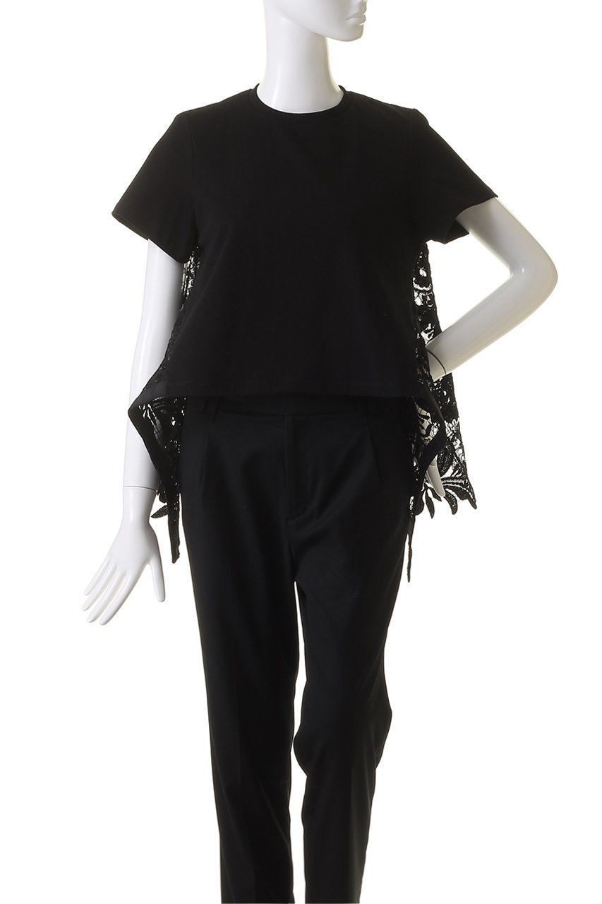 【アルアバイル/allureville】の【Loulou Willoughby】レースドッキングプルオーバー 人気、トレンドファッション・服の通販 founy(ファニー) 　ファッション　Fashion　レディースファッション　Fashion for Women　トップス・カットソー　Cut & Sew Tops　シャツ・ブラウス・オフィスカジュアル　Elegant Blouses & Button-Ups　ロングTシャツ・Tシャツ　Longline T-Shirts & Tees　カジュアルプルオーバー・ニットトップス　Pullovers & Knit Tops / Casual Pullovers　カットソー・ベーシックTシャツ　Cut-and-Sewn Tops / Stretch Tees & Basics　エレガント 上品　Elegant　ショート　Short, Short Length　シンプル　Simple, Minimal　スカラップ　Scallop, Scalloped Edge　スリーブ　Sleeve, Long Sleeve / Short Sleeve　レース　Lace, Lace Fabric　other-2|ID: prp329100004928622 ipo3291000000036984856