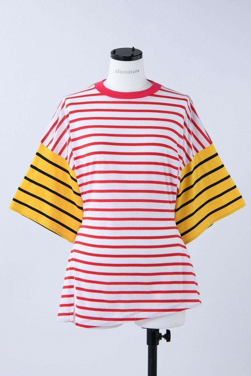 【ナゴンスタンス/nagonstans】のMix Border Shape Loose T/SH Tシャツ インテリア・キッズ・メンズ・レディースファッション・服の通販 founy(ファニー) 　ファッション　Fashion　レディースファッション　Fashion for Women　トップス・カットソー　Cut & Sew Tops　シャツ・ブラウス・オフィスカジュアル　Elegant Blouses & Button-Ups　ロングTシャツ・Tシャツ　Longline T-Shirts & Tees　カットソー・ベーシックTシャツ　Cut-and-Sewn Tops / Stretch Tees & Basics　シェイプ　Shape, Slim Fit　ショート　Short, Short Length　スリット　Slit, Slit Detail　スリーブ　Sleeve, Long Sleeve / Short Sleeve　バランス　Balance, Style Balance　ボーダー　Border, Stripe　ルーズ　Loose, Oversized　Chili|ID: prp329100004928672 ipo3291000000036985614