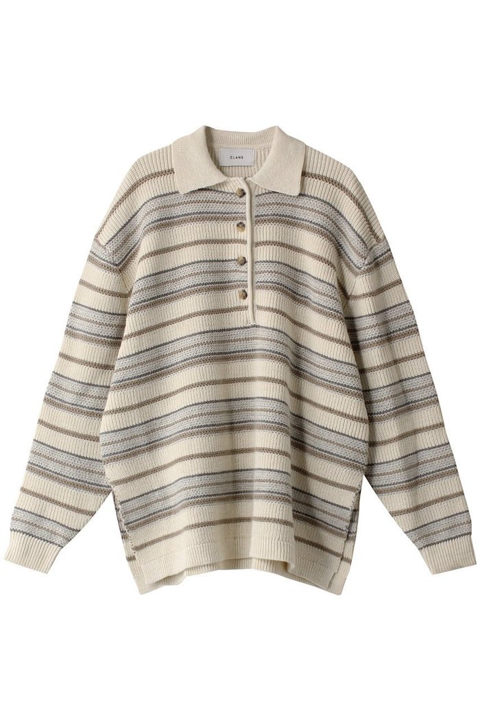 【クラネ/CLANE】のMULTI BORDER KNIT POLO TOPS/トップス インテリア・キッズ・メンズ・レディースファッション・服の通販 founy(ファウニー) https://founy.com/ ファッション Fashion レディースファッション Fashion for Women トップス・カットソー Cut & Sew Tops ニット Knit Tops & Sweaters シャツ・ブラウス・オフィスカジュアル Elegant Blouses & Button-Ups ロングTシャツ・Tシャツ Longline T-Shirts & Tees カットソー・ベーシックTシャツ Cut-and-Sewn Tops / Stretch Tees & Basics スリーブ Sleeve, Long Sleeve / Short Sleeve トレンド Trend, Trending Now マニッシュ Mannish, Boyish ロング Long, Long-Length |ID: prp329100004928841 ipo3291000000036987812