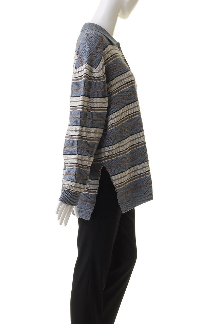 【クラネ/CLANE】のMULTI BORDER KNIT POLO TOPS/トップス 人気、トレンドファッション・服の通販 founy(ファニー) 　ファッション　Fashion　レディースファッション　Fashion for Women　トップス・カットソー　Cut & Sew Tops　ニット　Knit Tops & Sweaters　シャツ・ブラウス・オフィスカジュアル　Elegant Blouses & Button-Ups　ロングTシャツ・Tシャツ　Longline T-Shirts & Tees　カットソー・ベーシックTシャツ　Cut-and-Sewn Tops / Stretch Tees & Basics　スリーブ　Sleeve, Long Sleeve / Short Sleeve　トレンド　Trend, Trending Now　マニッシュ　Mannish, Boyish　ロング　Long, Long-Length　other-3|ID: prp329100004928841 ipo3291000000036987820