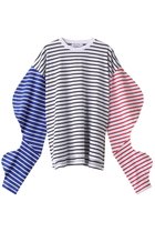 【ナゴンスタンス/nagonstans】のMIX Border Twist Sleeve ロングTシャツ Black|ID: prp329100004928949 ipo3291000000036989193