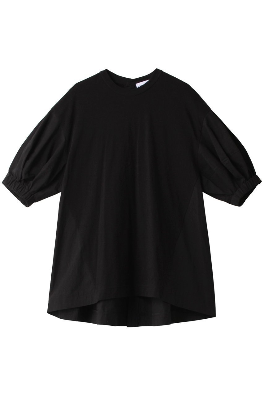 【ナゴンスタンス/nagonstans】のソフト天竺 WOVEN Combi P.O/プルオーバー インテリア・キッズ・メンズ・レディースファッション・服の通販 founy(ファニー) 　ファッション　Fashion　レディースファッション　Fashion for Women　トップス・カットソー　Cut & Sew Tops　シャツ・ブラウス・オフィスカジュアル　Elegant Blouses & Button-Ups　ロングTシャツ・Tシャツ　Longline T-Shirts & Tees　カジュアルプルオーバー・ニットトップス　Pullovers & Knit Tops / Casual Pullovers　カットソー・ベーシックTシャツ　Cut-and-Sewn Tops / Stretch Tees & Basics　ショート　Short, Short Length　スリーブ　Sleeve, Long Sleeve / Short Sleeve　ドッキング　Docking, Mixed Material　バランス　Balance, Style Balance　Black|ID: prp329100004928996 ipo3291000000036990004