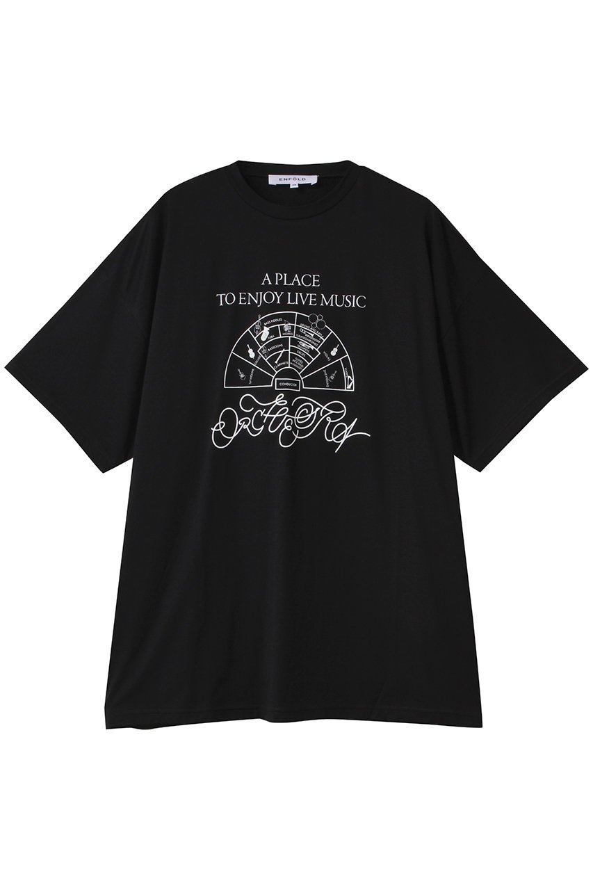 【エンフォルド/ENFOLD】のORCHESTRA T-SHIRT/Tシャツ インテリア・キッズ・メンズ・レディースファッション・服の通販 founy(ファニー) 　ファッション　Fashion　レディースファッション　Fashion for Women　トップス・カットソー　Cut & Sew Tops　シャツ・ブラウス・オフィスカジュアル　Elegant Blouses & Button-Ups　ロングTシャツ・Tシャツ　Longline T-Shirts & Tees　カットソー・ベーシックTシャツ　Cut-and-Sewn Tops / Stretch Tees & Basics　ショート　Short, Short Length　スリーブ　Sleeve, Long Sleeve / Short Sleeve　フロント　Front, Front Design　プリント　Print, Printed Pattern　ワイド　Wide, Wide Fit　今季　This Season, Current Season　ブラック|ID: prp329100004929020 ipo3291000000036990242