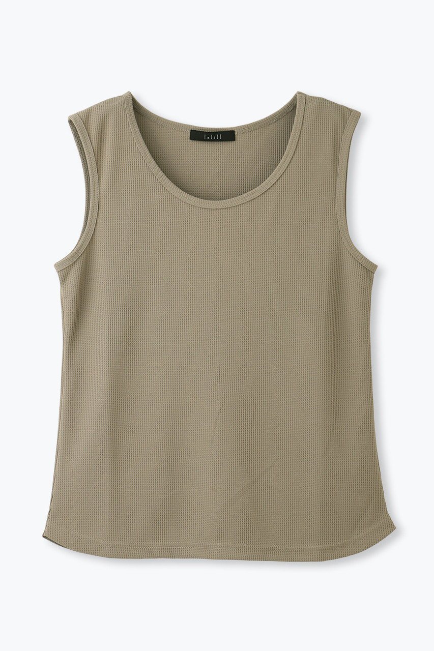 【レリル/lelill】の【日本製】ハイテクワッフル タンクトップ インテリア・キッズ・メンズ・レディースファッション・服の通販 founy(ファニー) 　ファッション　Fashion　レディースファッション　Fashion for Women　トップス・カットソー　Cut & Sew Tops　キャミソール&ノースリーブ　Camisoles & Sleeveless Tops　シャツ・ブラウス・オフィスカジュアル　Elegant Blouses & Button-Ups　ロングTシャツ・Tシャツ　Longline T-Shirts & Tees　カットソー・ベーシックTシャツ　Cut-and-Sewn Tops / Stretch Tees & Basics　キャミソール　Camisole, Spaghetti Strap Top　タンク　Tank Top, Sleeveless Top　ワッフル　Waffle, Waffle Knit　夏　Summer　定番　Standard, Basic Item　日本製　Made In Japan　カーキ|ID: prp329100004929127 ipo3291000000036991155