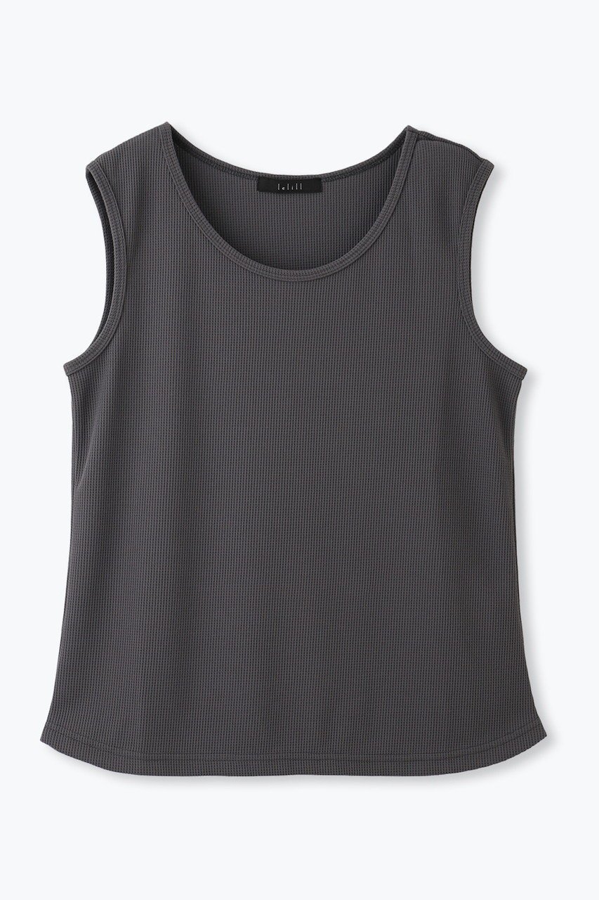 【レリル/lelill】の【日本製】ハイテクワッフル タンクトップ インテリア・キッズ・メンズ・レディースファッション・服の通販 founy(ファニー) 　ファッション　Fashion　レディースファッション　Fashion for Women　トップス・カットソー　Cut & Sew Tops　キャミソール&ノースリーブ　Camisoles & Sleeveless Tops　シャツ・ブラウス・オフィスカジュアル　Elegant Blouses & Button-Ups　ロングTシャツ・Tシャツ　Longline T-Shirts & Tees　カットソー・ベーシックTシャツ　Cut-and-Sewn Tops / Stretch Tees & Basics　キャミソール　Camisole, Spaghetti Strap Top　タンク　Tank Top, Sleeveless Top　ワッフル　Waffle, Waffle Knit　夏　Summer　定番　Standard, Basic Item　日本製　Made In Japan　チャコール|ID: prp329100004929127 ipo3291000000036991159