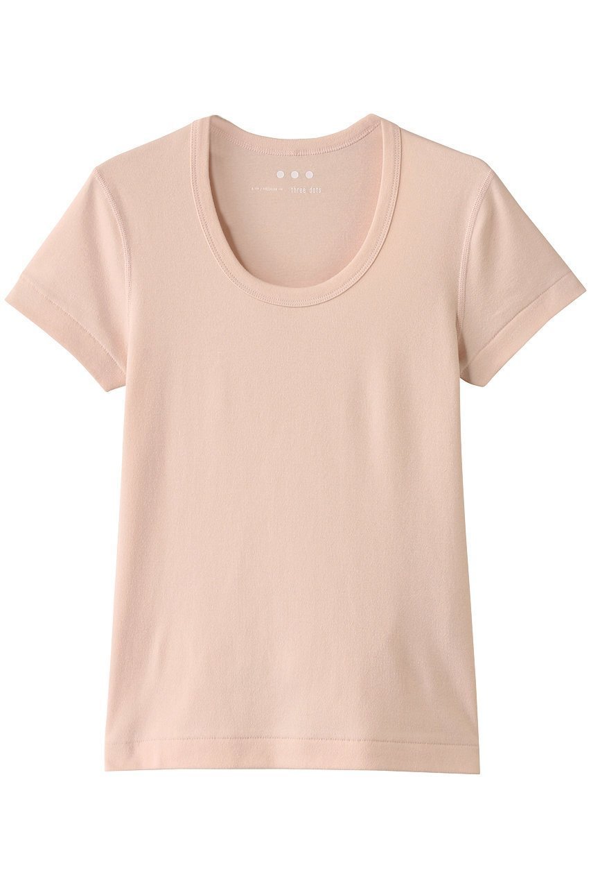 【エリオポール/heliopole】の【THREE DOTS】JESSICA ショートスリーブカットソー インテリア・キッズ・メンズ・レディースファッション・服の通販 founy(ファニー) 　ファッション　Fashion　レディースファッション　Fashion for Women　トップス・カットソー　Cut & Sew Tops　シャツ・ブラウス・オフィスカジュアル　Elegant Blouses & Button-Ups　ロングTシャツ・Tシャツ　Longline T-Shirts & Tees　カットソー・ベーシックTシャツ　Cut-and-Sewn Tops / Stretch Tees & Basics　インナー　Innerwear　カットソー　Cut and Sewn Top　ショート　Short, Short Length　スリーブ　Sleeve, Long Sleeve / Short Sleeve　ベーシック　Basic, Essential　ラウンド　Round, Round Neck　エレガント 上品　Elegant　半袖　Short Sleeve, Half Sleeve　ピンク系|ID: prp329100004929151 ipo3291000000036991406