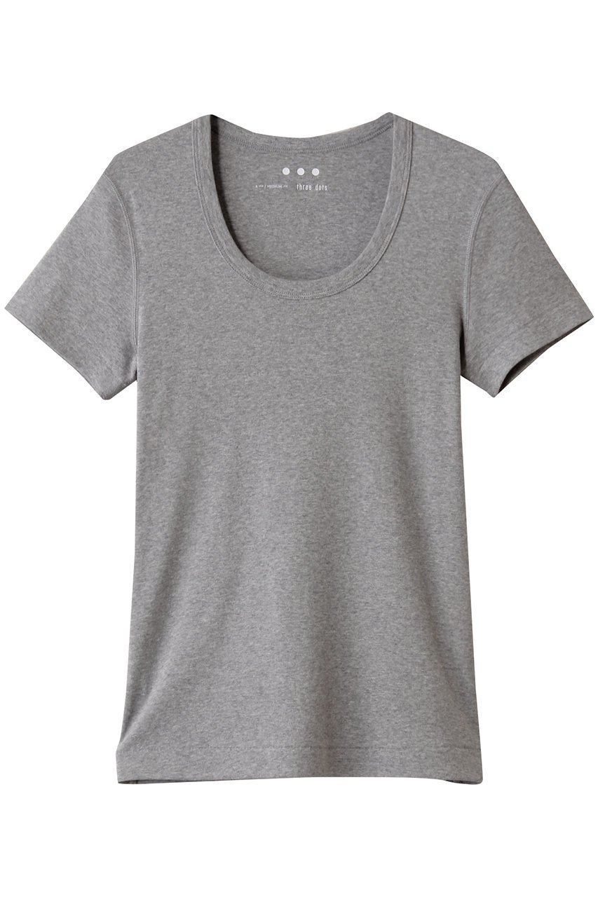 【エリオポール/heliopole】の【THREE DOTS】JESSICA ショートスリーブカットソー インテリア・キッズ・メンズ・レディースファッション・服の通販 founy(ファニー) 　ファッション　Fashion　レディースファッション　Fashion for Women　トップス・カットソー　Cut & Sew Tops　シャツ・ブラウス・オフィスカジュアル　Elegant Blouses & Button-Ups　ロングTシャツ・Tシャツ　Longline T-Shirts & Tees　カットソー・ベーシックTシャツ　Cut-and-Sewn Tops / Stretch Tees & Basics　インナー　Innerwear　カットソー　Cut and Sewn Top　ショート　Short, Short Length　スリーブ　Sleeve, Long Sleeve / Short Sleeve　ベーシック　Basic, Essential　ラウンド　Round, Round Neck　エレガント 上品　Elegant　半袖　Short Sleeve, Half Sleeve　グレー|ID: prp329100004929151 ipo3291000000036991412