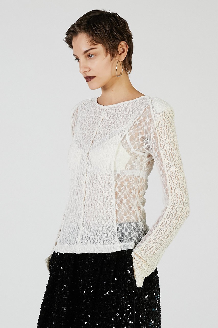 【プランク プロジェクト/PRANK PROJECT】のレーストリミングトップ / Racing Top 人気、トレンドファッション・服の通販 founy(ファニー) 　ファッション　Fashion　レディースファッション　Fashion for Women　トップス・カットソー　Cut & Sew Tops　シャツ・ブラウス・オフィスカジュアル　Elegant Blouses & Button-Ups　ロングTシャツ・Tシャツ　Longline T-Shirts & Tees　カットソー・ベーシックTシャツ　Cut-and-Sewn Tops / Stretch Tees & Basics　おすすめ　Recommended / Our Picks　インナー　Innerwear　コンパクト　Compact, Small Size　ストレッチ　Stretch, Stretchy Fabric　スリーブ　Sleeve, Long Sleeve / Short Sleeve　デニム　Denim, Jeans Material　トリミング　Trimming, Decorative Edge　ドッキング　Docking, Mixed Material　ボトム　Bottoms, Lower Wear　レース　Lace, Lace Fabric　ロング　Long, Long-Length　other-7|ID: prp329100004929166 ipo3291000000036991546