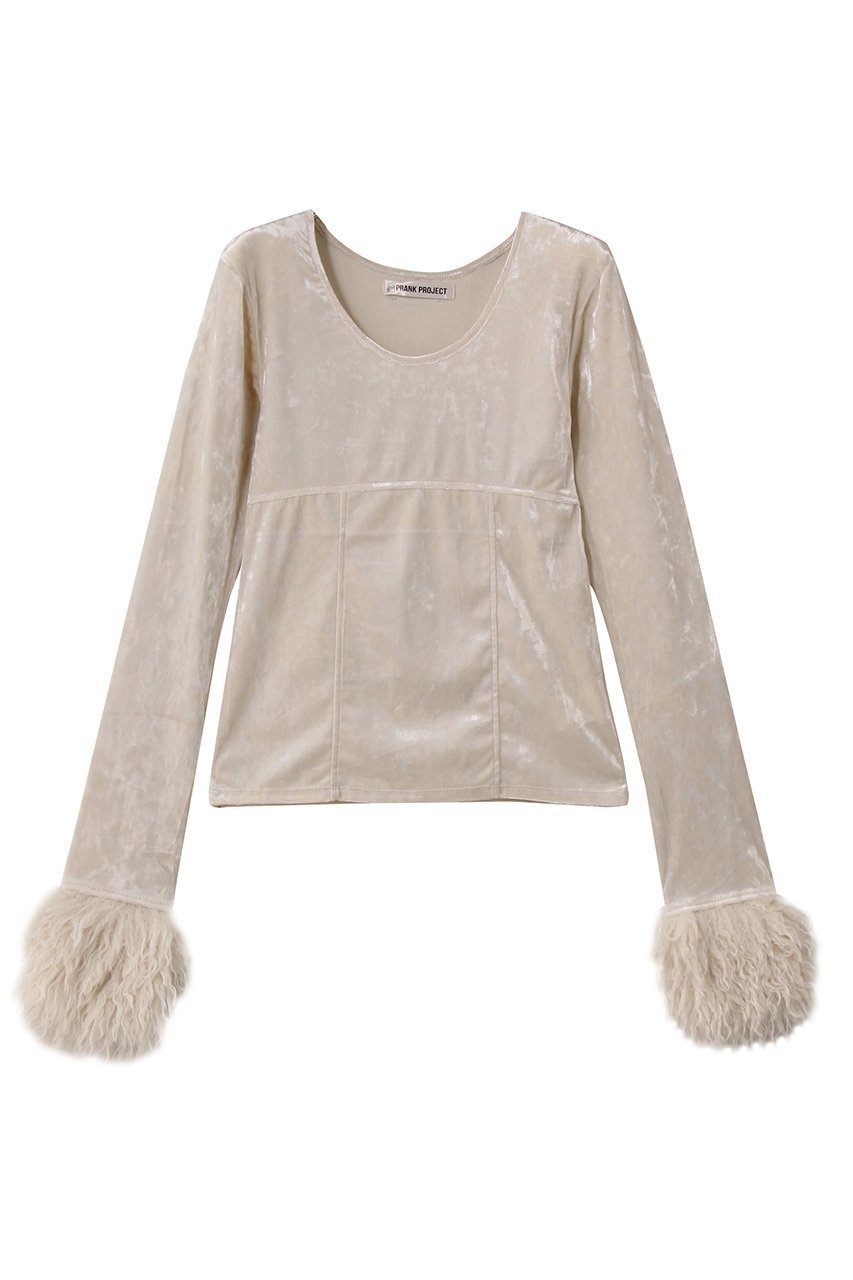 【プランク プロジェクト/PRANK PROJECT】のファースリーブベロアトップ / Fur Sleeve Velour Top インテリア・キッズ・メンズ・レディースファッション・服の通販 founy(ファニー) 　ファッション　Fashion　レディースファッション　Fashion for Women　トップス・カットソー　Cut & Sew Tops　シャツ・ブラウス・オフィスカジュアル　Elegant Blouses & Button-Ups　ロングTシャツ・Tシャツ　Longline T-Shirts & Tees　カットソー・ベーシックTシャツ　Cut-and-Sewn Tops / Stretch Tees & Basics　ベロアトップス　Velour Tops / Velvet-Look Items　おすすめ　Recommended / Our Picks　コンシャス　Conscious, Bodycon　シンプル　Simple, Minimal　ジャケット　Jacket, Outerwear　スリーブ　Sleeve, Long Sleeve / Short Sleeve　フェイクファー　Faux Fur, Imitation Fur　ベロア　Velour, Soft Velvet　ロング　Long, Long-Length　IVR(アイボリー)|ID: prp329100004929171 ipo3291000000036991578
