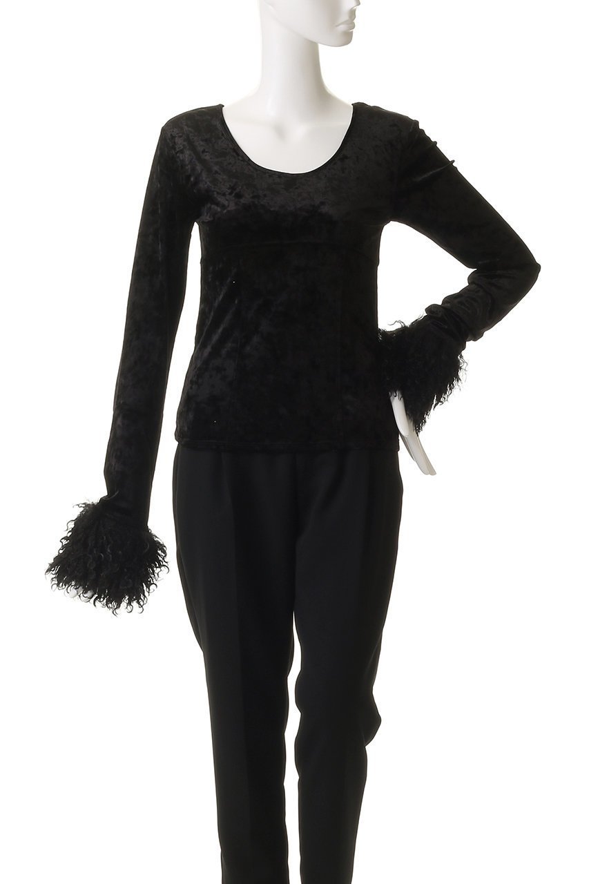 【プランク プロジェクト/PRANK PROJECT】のファースリーブベロアトップ / Fur Sleeve Velour Top 人気、トレンドファッション・服の通販 founy(ファニー) 　ファッション　Fashion　レディースファッション　Fashion for Women　トップス・カットソー　Cut & Sew Tops　シャツ・ブラウス・オフィスカジュアル　Elegant Blouses & Button-Ups　ロングTシャツ・Tシャツ　Longline T-Shirts & Tees　カットソー・ベーシックTシャツ　Cut-and-Sewn Tops / Stretch Tees & Basics　ベロアトップス　Velour Tops / Velvet-Look Items　おすすめ　Recommended / Our Picks　コンシャス　Conscious, Bodycon　シンプル　Simple, Minimal　ジャケット　Jacket, Outerwear　スリーブ　Sleeve, Long Sleeve / Short Sleeve　フェイクファー　Faux Fur, Imitation Fur　ベロア　Velour, Soft Velvet　ロング　Long, Long-Length　other-2|ID: prp329100004929171 ipo3291000000036991579