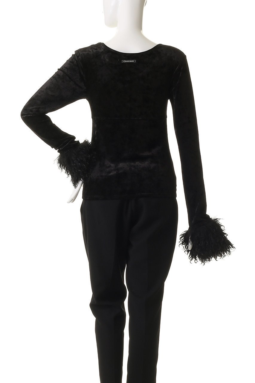 【プランク プロジェクト/PRANK PROJECT】のファースリーブベロアトップ / Fur Sleeve Velour Top 人気、トレンドファッション・服の通販 founy(ファニー) 　ファッション　Fashion　レディースファッション　Fashion for Women　トップス・カットソー　Cut & Sew Tops　シャツ・ブラウス・オフィスカジュアル　Elegant Blouses & Button-Ups　ロングTシャツ・Tシャツ　Longline T-Shirts & Tees　カットソー・ベーシックTシャツ　Cut-and-Sewn Tops / Stretch Tees & Basics　ベロアトップス　Velour Tops / Velvet-Look Items　おすすめ　Recommended / Our Picks　コンシャス　Conscious, Bodycon　シンプル　Simple, Minimal　ジャケット　Jacket, Outerwear　スリーブ　Sleeve, Long Sleeve / Short Sleeve　フェイクファー　Faux Fur, Imitation Fur　ベロア　Velour, Soft Velvet　ロング　Long, Long-Length　other-4|ID: prp329100004929171 ipo3291000000036991583