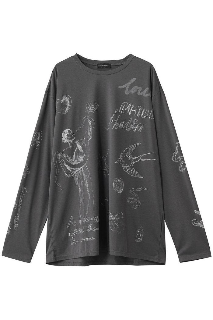 【メゾンスペシャル/MAISON SPECIAL】のDrawing Long Sleeve T-shirt/ドローイングロンTEE インテリア・キッズ・メンズ・レディースファッション・服の通販 founy(ファウニー) https://founy.com/ ファッション Fashion レディースファッション Fashion for Women トップス・カットソー Cut & Sew Tops シャツ・ブラウス・オフィスカジュアル Elegant Blouses & Button-Ups ロングTシャツ・Tシャツ Longline T-Shirts & Tees カットソー・ベーシックTシャツ Cut-and-Sewn Tops / Stretch Tees & Basics カットソー Cut and Sewn Top スリーブ Sleeve, Long Sleeve / Short Sleeve プリント Print, Printed Pattern ロング Long, Long-Length 秋 Autumn |ID: prp329100004929200 ipo3291000000036991882