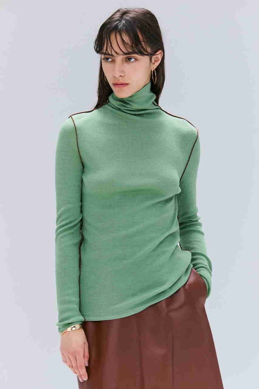 【ベイジ,/BEIGE,】のFORD(フォード)/ウール配色メローハイネックカットソー 人気、トレンドファッション・服の通販 founy(ファニー) 　ファッション　Fashion　レディースファッション　Fashion for Women　トップス・カットソー　Cut & Sew Tops　シャツ・ブラウス・オフィスカジュアル　Elegant Blouses & Button-Ups　ロングTシャツ・Tシャツ　Longline T-Shirts & Tees　カットソー・ベーシックTシャツ　Cut-and-Sewn Tops / Stretch Tees & Basics　インナー　Innerwear　カットソー　Cut and Sewn Top　カーディガン　Cardigan, Knitwear　ジャケット　Jacket, Outerwear　スリーブ　Sleeve, Long Sleeve / Short Sleeve　ハイネック　High Neck, Mock Neck　ロング　Long, Long-Length　other-7|ID: prp329100004929219 ipo3291000000036992077