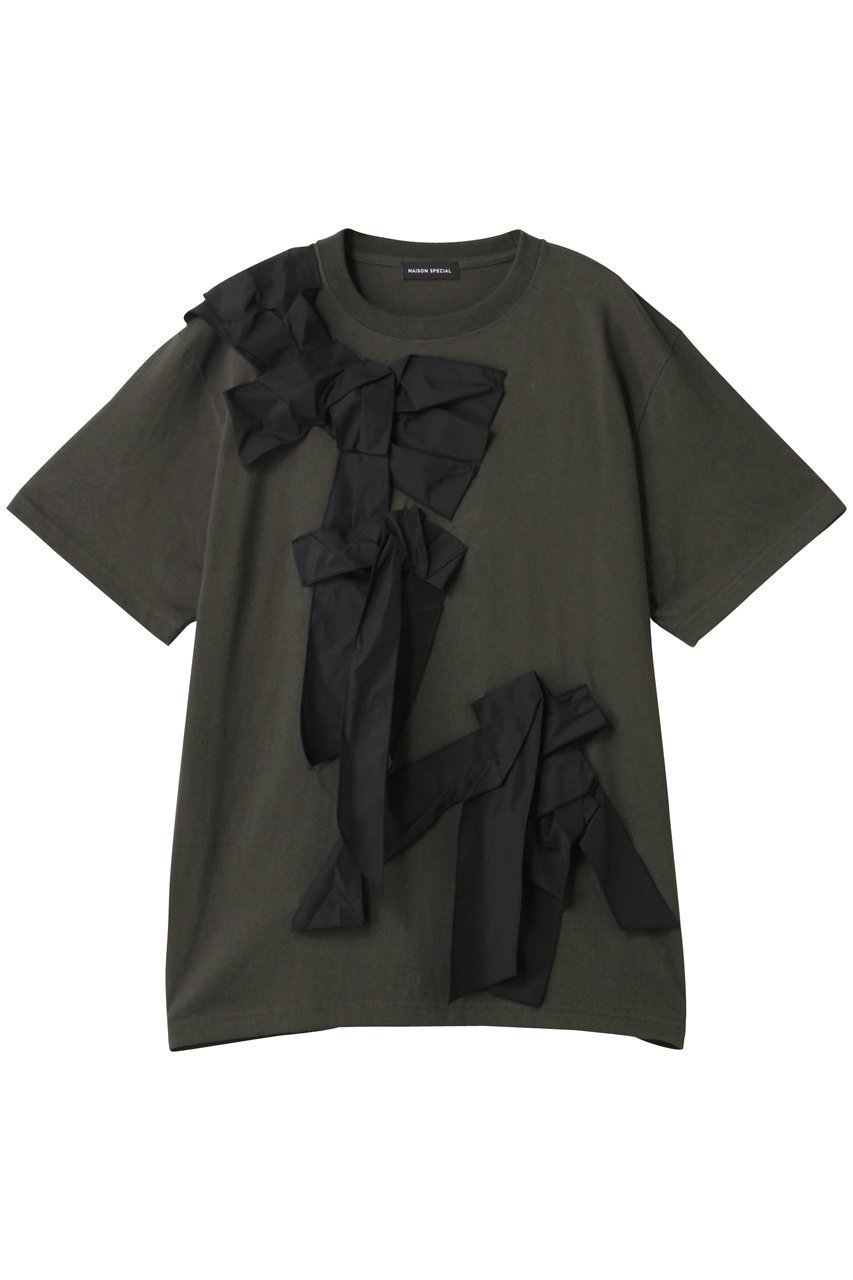 【メゾンスペシャル/MAISON SPECIAL】のTwisted Ribbon Oversize T-shirt/ツイステッドリボンオーバーTシャツ 人気、トレンドファッション・服の通販 founy(ファニー) 　ファッション　Fashion　レディースファッション　Fashion for Women　トップス・カットソー　Cut & Sew Tops　シャツ・ブラウス・オフィスカジュアル　Elegant Blouses & Button-Ups　ロングTシャツ・Tシャツ　Longline T-Shirts & Tees　カットソー・ベーシックTシャツ　Cut-and-Sewn Tops / Stretch Tees & Basics　ショート　Short, Short Length　シンプル　Simple, Minimal　スリーブ　Sleeve, Long Sleeve / Short Sleeve　タフタ　Taffeta, Structured Fabric　デニム　Denim, Jeans Material　フレア　Flare, Flared　モチーフ　Motif, Design Theme　リボン　Ribbon, Bow　おすすめ　Recommended / Our Picks　夏　Summer　 other-1|ID: prp329100004929220 ipo3291000000036992079