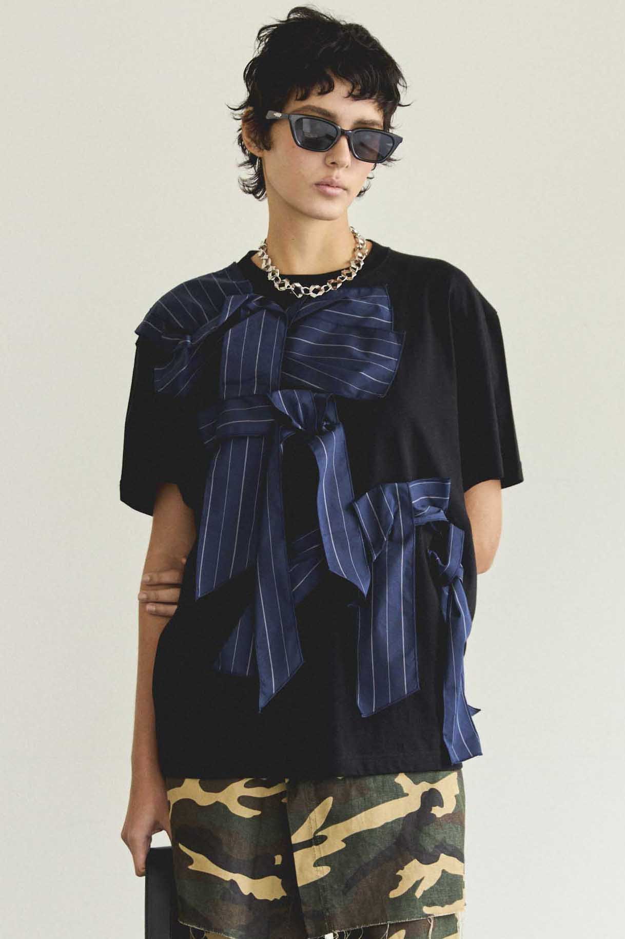 【メゾンスペシャル/MAISON SPECIAL】のTwisted Ribbon Oversize T-shirt/ツイステッドリボンオーバーTシャツ 人気、トレンドファッション・服の通販 founy(ファニー) 　ファッション　Fashion　レディースファッション　Fashion for Women　トップス・カットソー　Cut & Sew Tops　シャツ・ブラウス・オフィスカジュアル　Elegant Blouses & Button-Ups　ロングTシャツ・Tシャツ　Longline T-Shirts & Tees　カットソー・ベーシックTシャツ　Cut-and-Sewn Tops / Stretch Tees & Basics　ショート　Short, Short Length　シンプル　Simple, Minimal　スリーブ　Sleeve, Long Sleeve / Short Sleeve　タフタ　Taffeta, Structured Fabric　デニム　Denim, Jeans Material　フレア　Flare, Flared　モチーフ　Motif, Design Theme　リボン　Ribbon, Bow　おすすめ　Recommended / Our Picks　夏　Summer　other-7|ID: prp329100004929220 ipo3291000000036992098