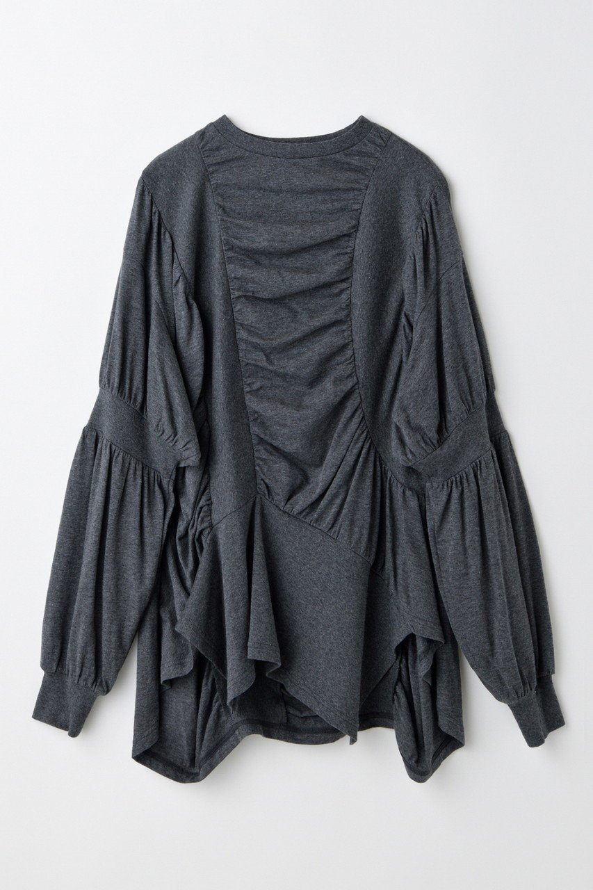 【エンフォルド/ENFOLD】のDYNAMICS LONG-T-SHIRT/Tシャツ インテリア・キッズ・メンズ・レディースファッション・服の通販 founy(ファニー) 　ファッション　Fashion　レディースファッション　Fashion for Women　トップス・カットソー　Cut & Sew Tops　シャツ・ブラウス・オフィスカジュアル　Elegant Blouses & Button-Ups　ロングTシャツ・Tシャツ　Longline T-Shirts & Tees　カットソー・ベーシックTシャツ　Cut-and-Sewn Tops / Stretch Tees & Basics　おすすめ　Recommended / Our Picks　カットソー　Cut and Sewn Top　シンプル　Simple, Minimal　スリーブ　Sleeve, Long Sleeve / Short Sleeve　スーツ　Suit, Formalwear　ベスト　Vest, Waistcoat　ロング　Long, Long-Length　今季　This Season, Current Season　チャコールグレー|ID: prp329100004929233 ipo3291000000036992217