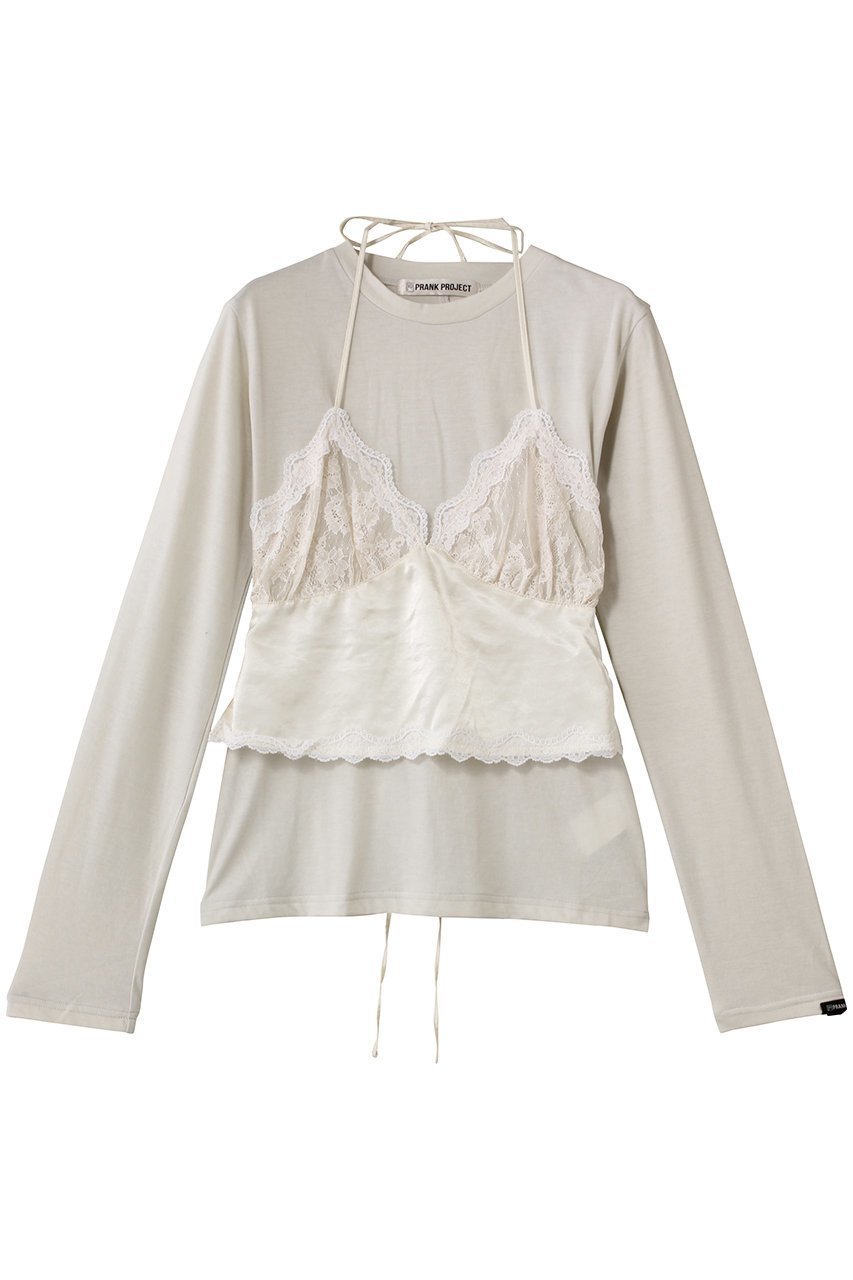 【プランク プロジェクト/PRANK PROJECT】のランジェリーコンビトップ / Lingerie Combi Top インテリア・キッズ・メンズ・レディースファッション・服の通販 founy(ファニー) 　ファッション　Fashion　レディースファッション　Fashion for Women　ワンピース　Dresses　トップス・カットソー　Cut & Sew Tops　コンビ　Combo, Combination Style　サテン　Satin, Glossy Fabric　スリーブ　Sleeve, Long Sleeve / Short Sleeve　ドッキング　Docking, Mixed Material　ランジェリー　Lingerie, Intimate Wear　レース　Lace, Lace Fabric　ロング　Long, Long-Length　WHT(ホワイト)|ID: prp329100004929251 ipo3291000000036992349