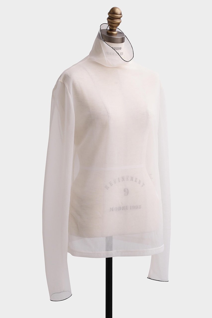 【ヒューエルミュージアム/hueLe Museum】の【STUMBLY】Sheer Jersey 人気、トレンドファッション・服の通販 founy(ファニー) 　ファッション　Fashion　レディースファッション　Fashion for Women　トップス・カットソー　Cut & Sew Tops　シャツ・ブラウス・オフィスカジュアル　Elegant Blouses & Button-Ups　ロングTシャツ・Tシャツ　Longline T-Shirts & Tees　カットソー・ベーシックTシャツ　Cut-and-Sewn Tops / Stretch Tees & Basics　カットソー　Cut and Sewn Top　シアー　Sheer, See-Through　スリーブ　Sleeve, Long Sleeve / Short Sleeve　センター　Center, Center Line　ハイネック　High Neck, Mock Neck　バランス　Balance, Style Balance　ロング　Long, Long-Length　other-2|ID: prp329100004929318 ipo3291000000036992880