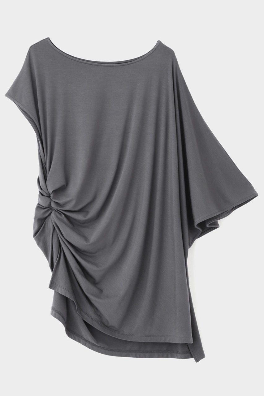 【ル フィル/LE PHIL】のセルロースベア天竺カットソー インテリア・キッズ・メンズ・レディースファッション・服の通販 founy(ファニー) 　ファッション　Fashion　レディースファッション　Fashion for Women　トップス・カットソー　Cut & Sew Tops　シャツ・ブラウス・オフィスカジュアル　Elegant Blouses & Button-Ups　ロングTシャツ・Tシャツ　Longline T-Shirts & Tees　カットソー・ベーシックTシャツ　Cut-and-Sewn Tops / Stretch Tees & Basics　アシンメトリー　Asymmetrical Style　カットソー　Cut and Sewn Top　ギャザー　Gathered, Ruffled　シェイプ　Shape, Slim Fit　ショート　Short, Short Length　ストレッチ　Stretch, Stretchy Fabric　スリット　Slit, Slit Detail　スリーブ　Sleeve, Long Sleeve / Short Sleeve　ドレープ　Drape, Draping Fabric　定番　Standard, Basic Item　グレー|ID: prp329100004929322 ipo3291000000036992913