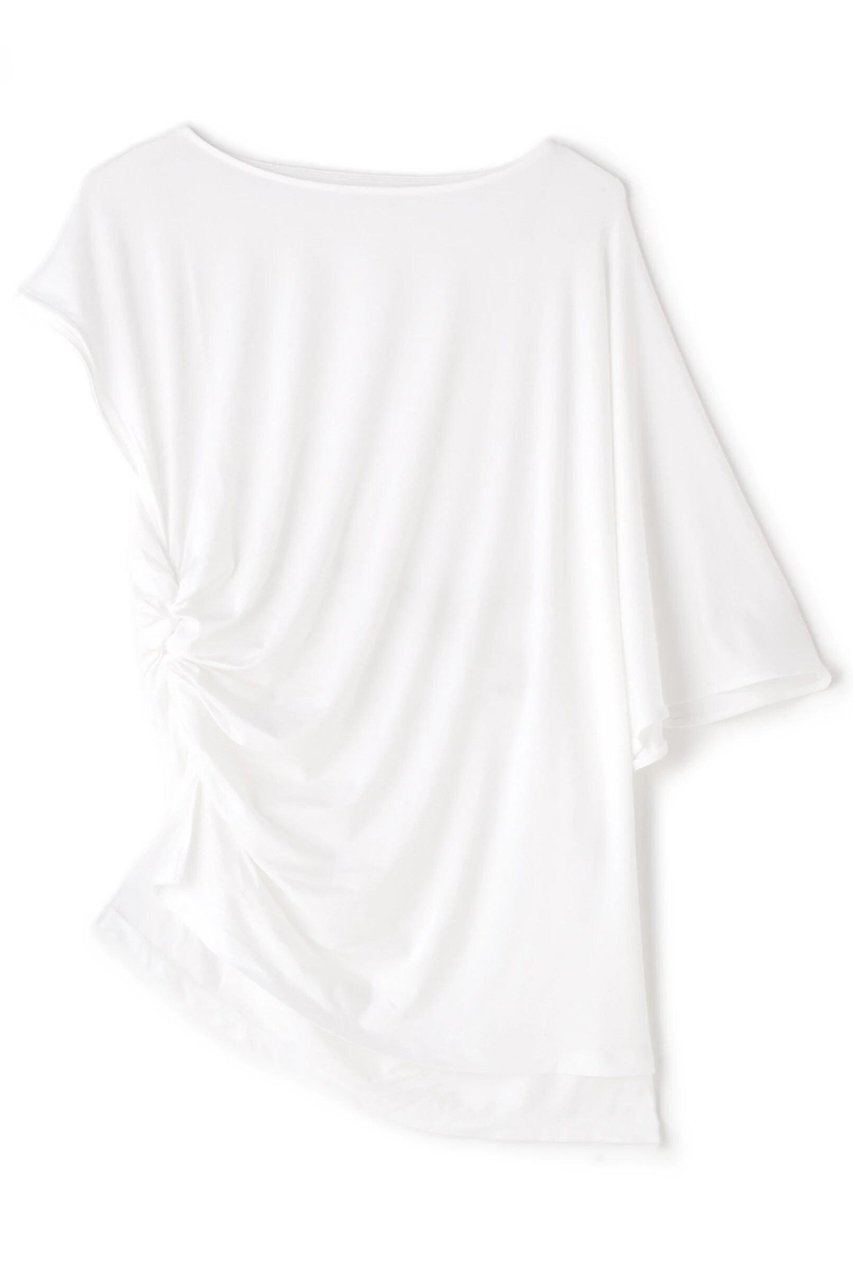 【ル フィル/LE PHIL】のセルロースベア天竺カットソー インテリア・キッズ・メンズ・レディースファッション・服の通販 founy(ファニー) 　ファッション　Fashion　レディースファッション　Fashion for Women　トップス・カットソー　Cut & Sew Tops　シャツ・ブラウス・オフィスカジュアル　Elegant Blouses & Button-Ups　ロングTシャツ・Tシャツ　Longline T-Shirts & Tees　カットソー・ベーシックTシャツ　Cut-and-Sewn Tops / Stretch Tees & Basics　アシンメトリー　Asymmetrical Style　カットソー　Cut and Sewn Top　ギャザー　Gathered, Ruffled　シェイプ　Shape, Slim Fit　ショート　Short, Short Length　ストレッチ　Stretch, Stretchy Fabric　スリット　Slit, Slit Detail　スリーブ　Sleeve, Long Sleeve / Short Sleeve　ドレープ　Drape, Draping Fabric　定番　Standard, Basic Item　ホワイト|ID: prp329100004929322 ipo3291000000036992915