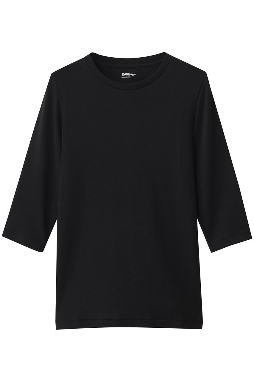 【マルティニーク/martinique】の《定番》フライス5分袖プルオーバー インテリア・キッズ・メンズ・レディースファッション・服の通販 founy(ファニー) 　ファッション　Fashion　レディースファッション　Fashion for Women　トップス・カットソー　Cut & Sew Tops　シャツ・ブラウス・オフィスカジュアル　Elegant Blouses & Button-Ups　ロングTシャツ・Tシャツ　Longline T-Shirts & Tees　カジュアルプルオーバー・ニットトップス　Pullovers & Knit Tops / Casual Pullovers　カットソー・ベーシックTシャツ　Cut-and-Sewn Tops / Stretch Tees & Basics　インナー　Innerwear　ショート　Short, Short Length　シンプル　Simple, Minimal　スリーブ　Sleeve, Long Sleeve / Short Sleeve　フィット　Fit, Slim Fit　ベーシック　Basic, Essential　定番　Standard, Basic Item　ブラック|ID: prp329100004929325 ipo3291000000036992966